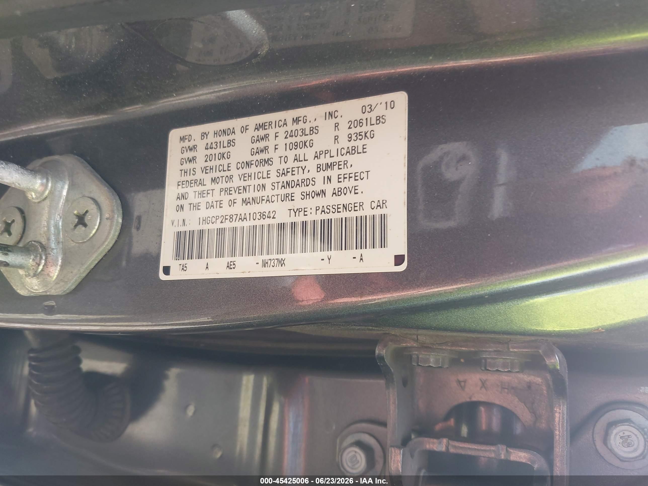 2010 Honda Accord 2.4 Ex-l Brown vin: 1HGCP2F87AA103642