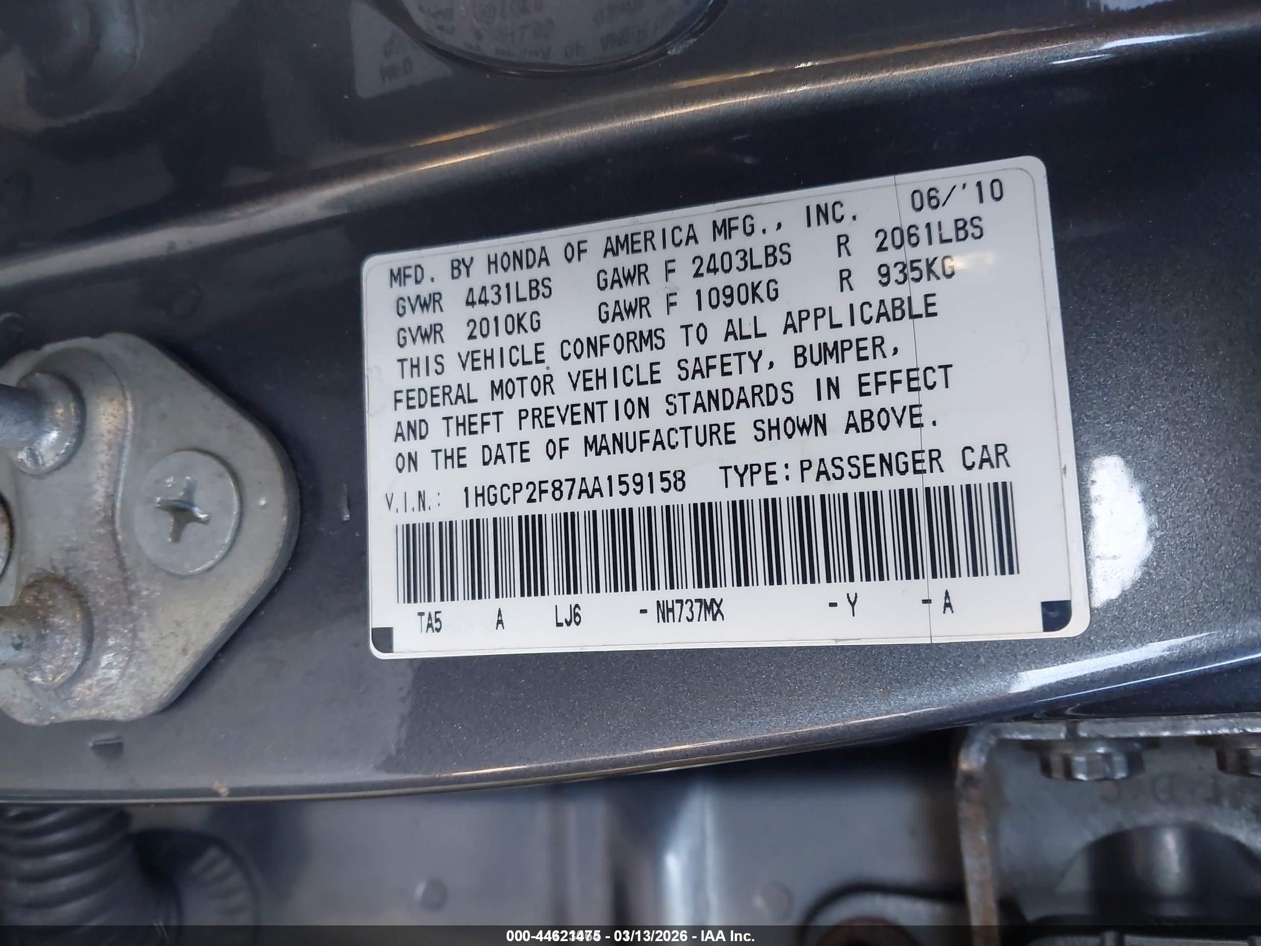 2010 Honda Accord 2.4 Ex-l Gray vin: 1HGCP2F87AA159158