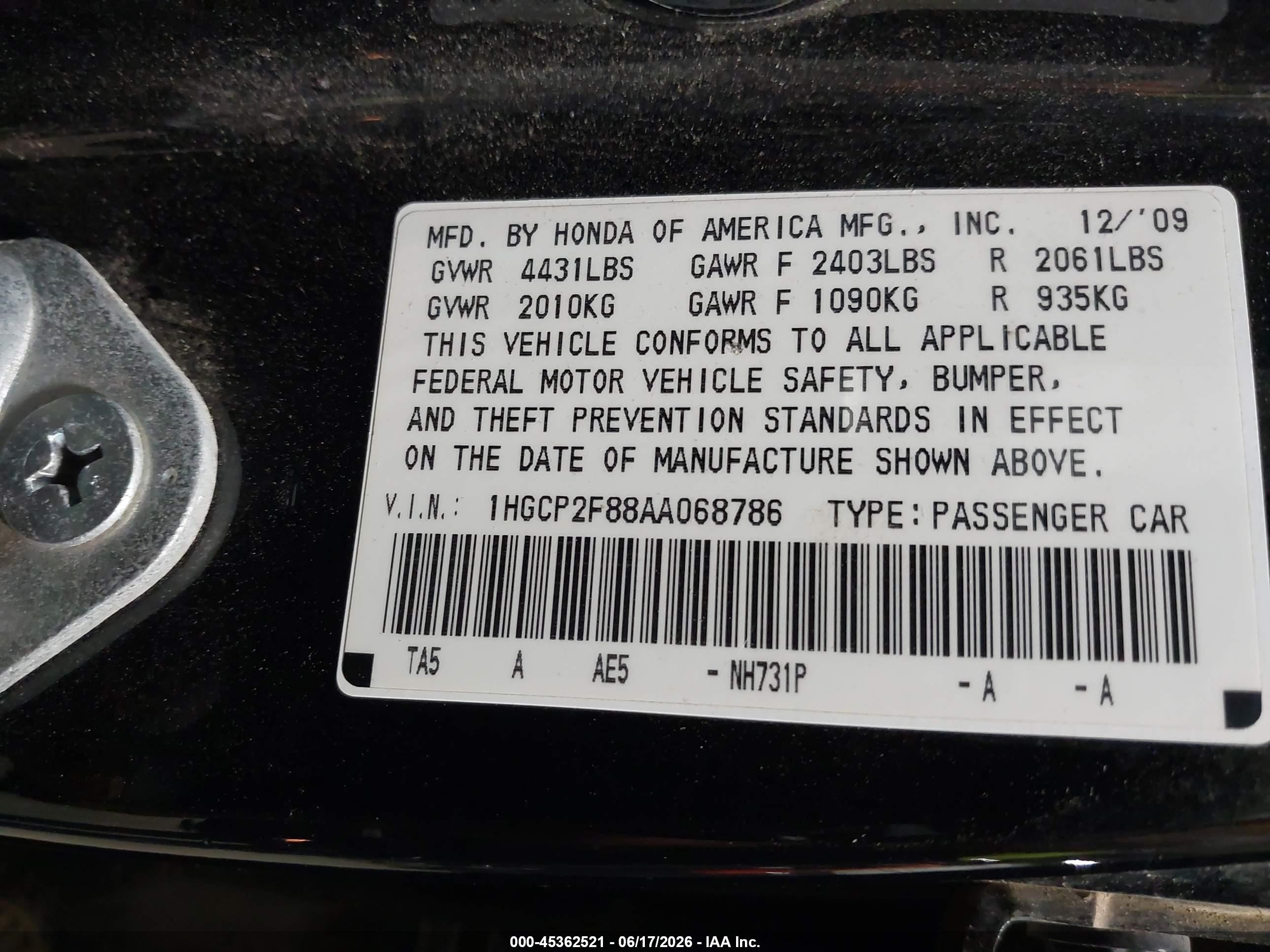 2010 Honda Accord 2.4 Ex-l Черный vin: 1HGCP2F88AA068786