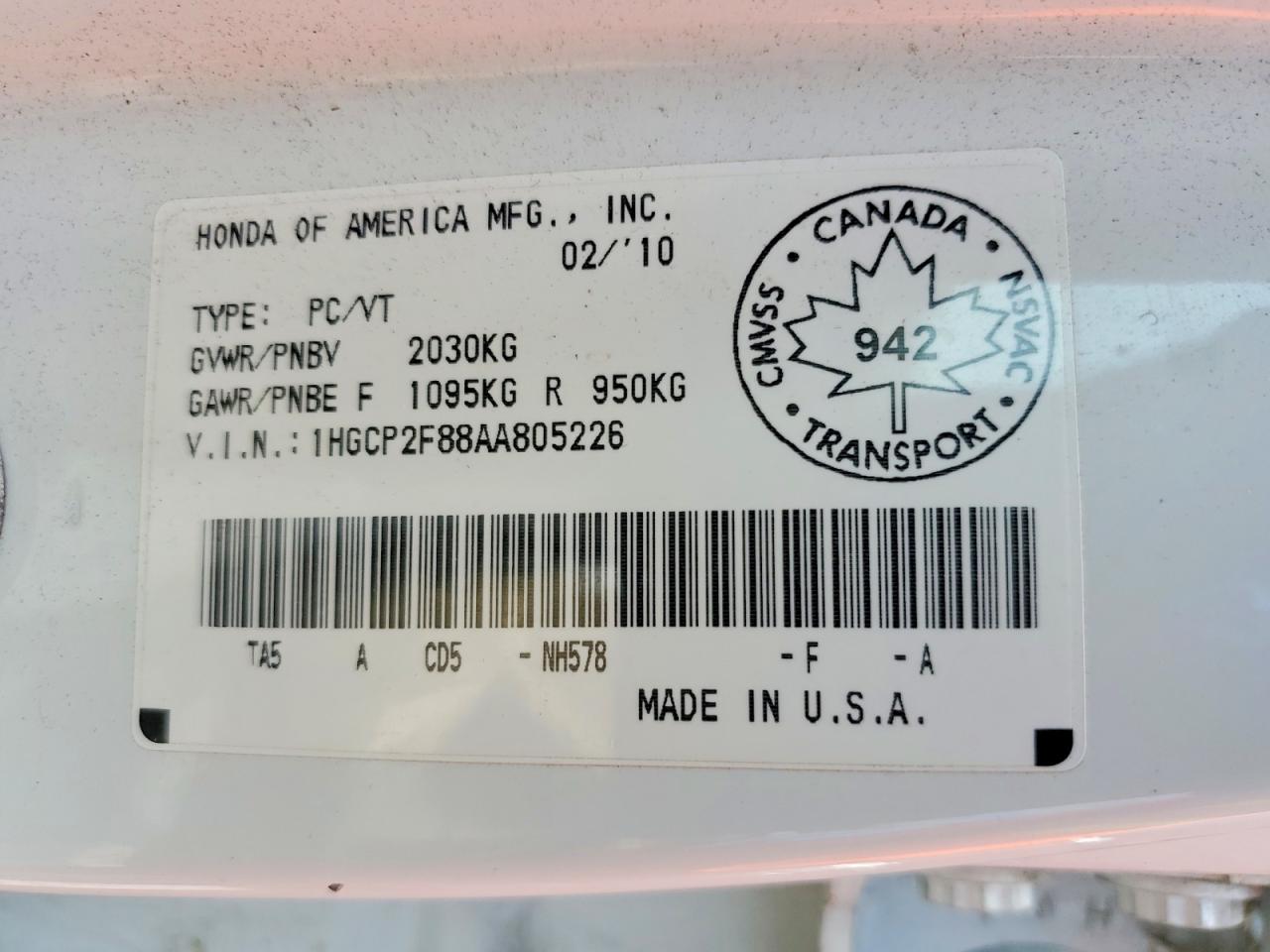 2010 Honda Accord Exl White vin: 1HGCP2F88AA805226