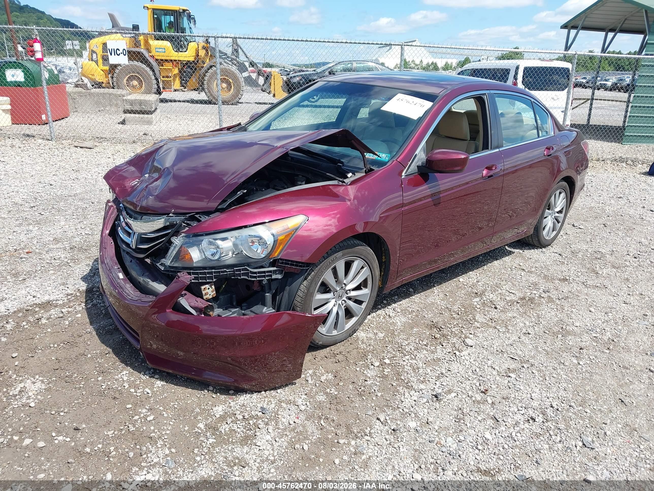 2012 Honda Accord 2.4 Ex-l Burgundy vin: 1HGCP2F88CA213117