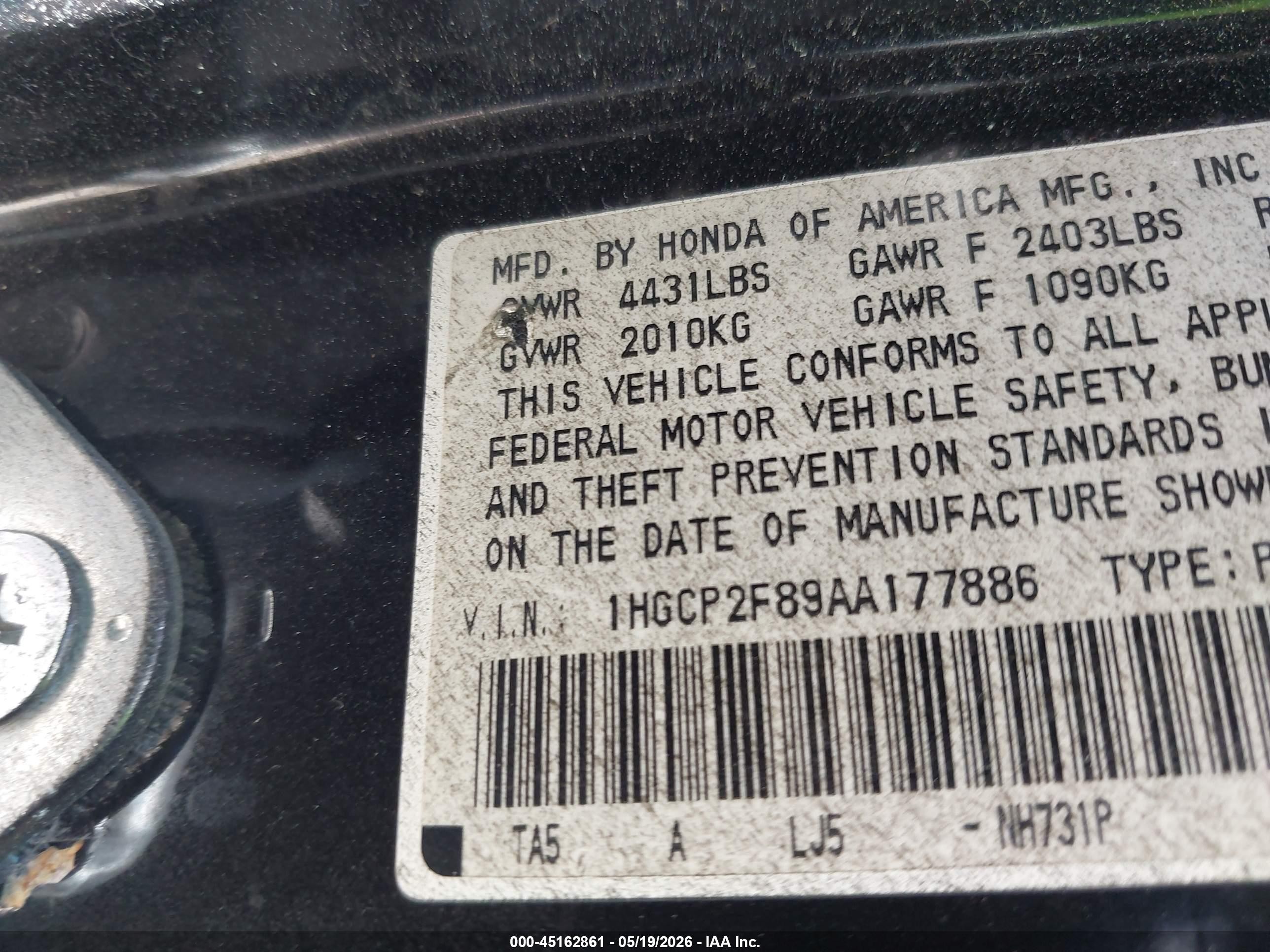 2010 Honda Accord 2.4 Ex-l Black vin: 1HGCP2F89AA177886