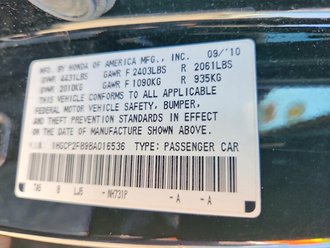 2011 Honda Accord Exl Black vin: 1HGCP2F89BA016536