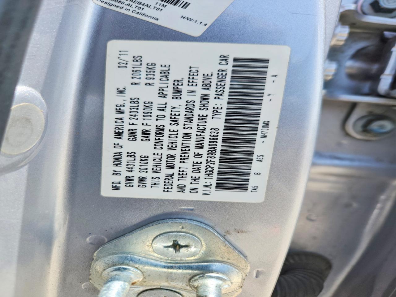 2011 Honda Accord Exl Silver vin: 1HGCP2F89BA098638