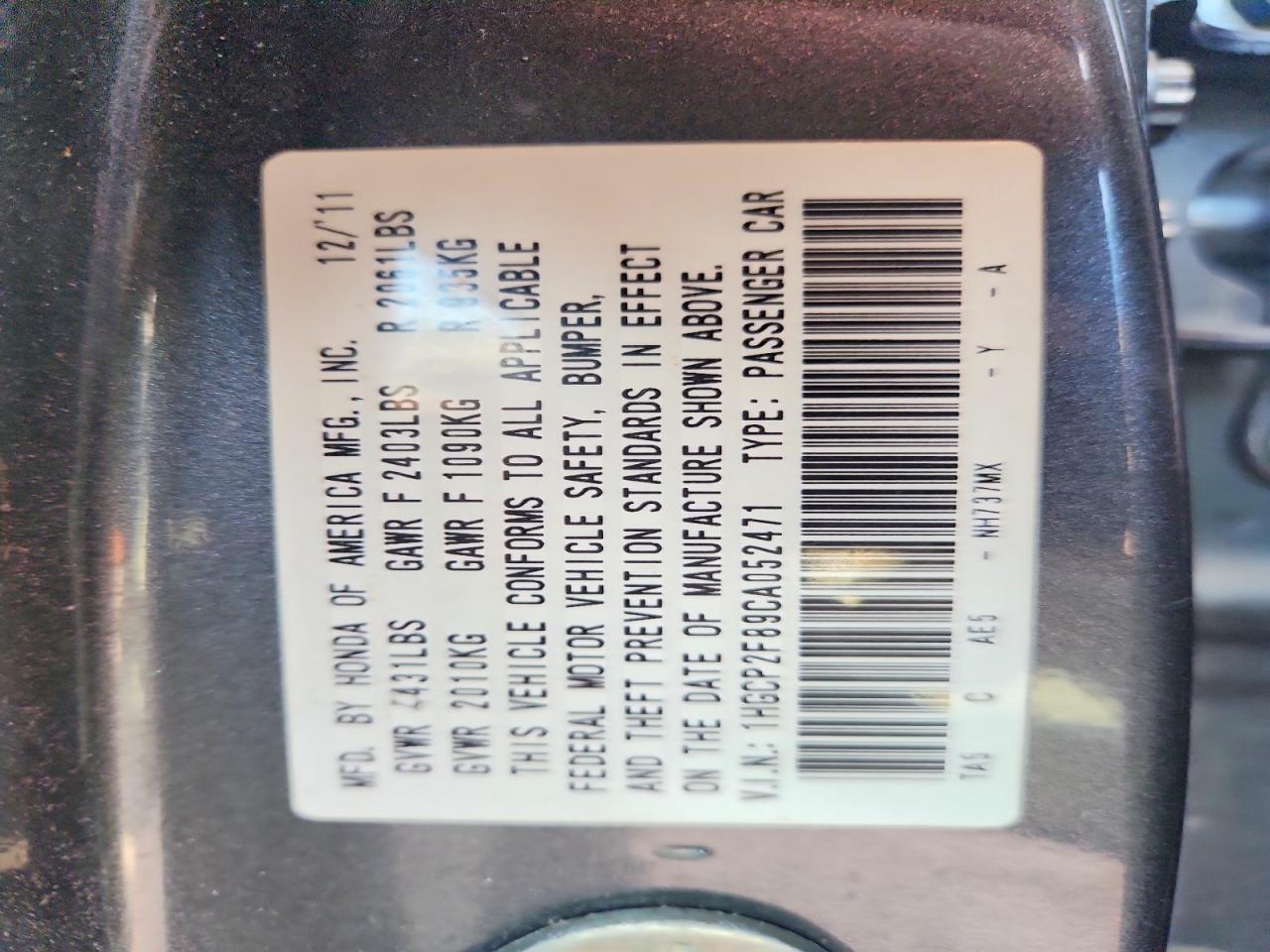 2012 Honda Accord Exl Gray vin: 1HGCP2F89CA052471
