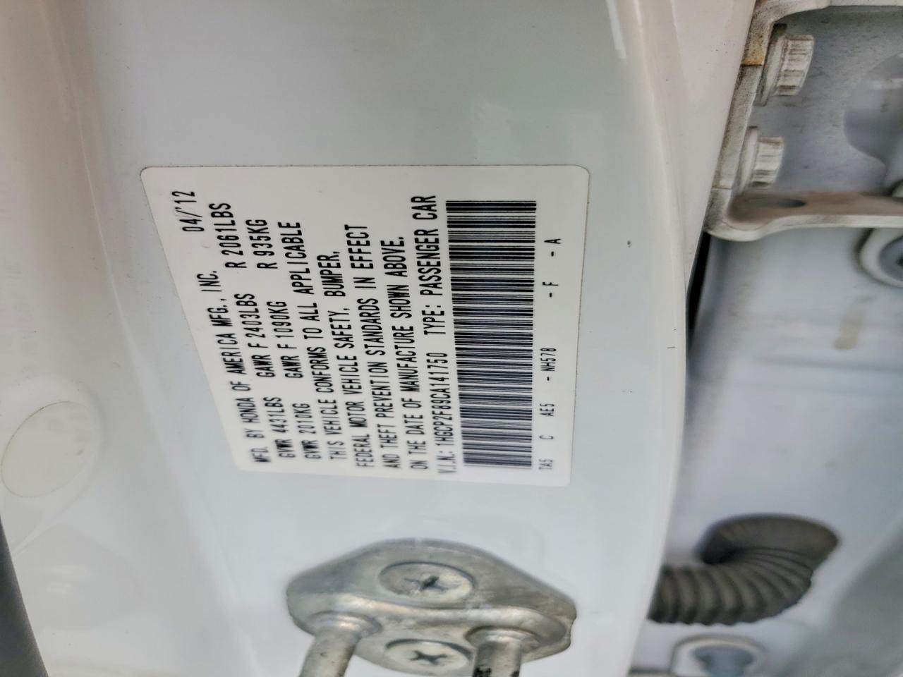 2012 Honda Accord Exl White vin: 1HGCP2F89CA141750