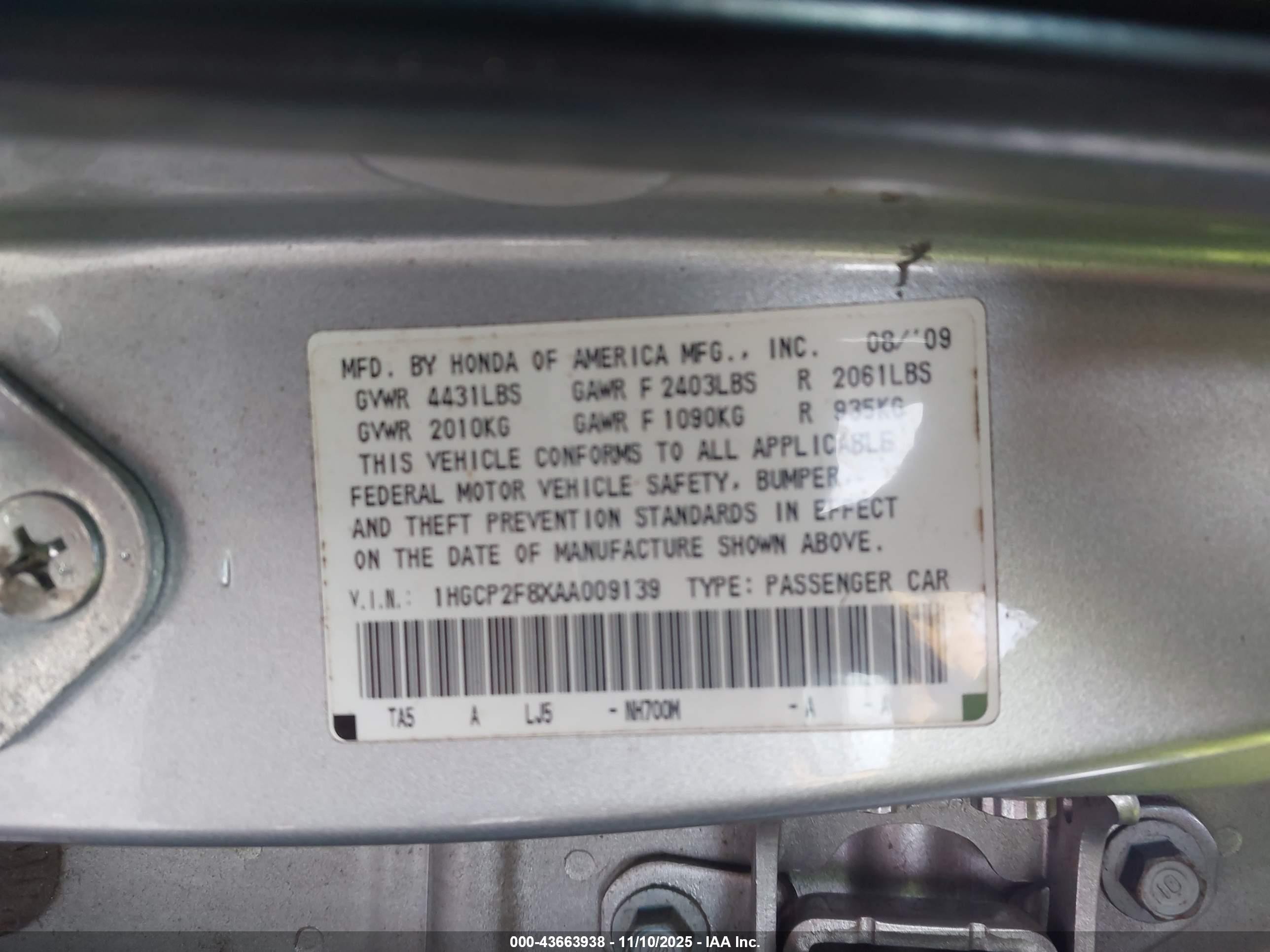2010 Honda Accord 2.4 Ex-l Серебряный vin: 1HGCP2F8XAA009139