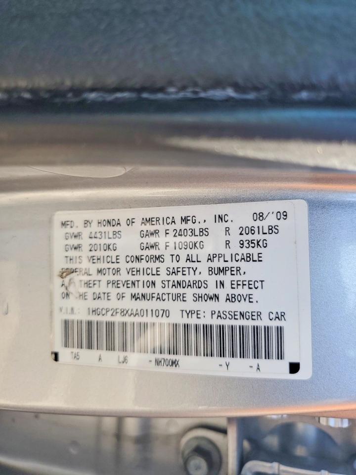 2010 Honda Accord Exl Silver vin: 1HGCP2F8XAA011070