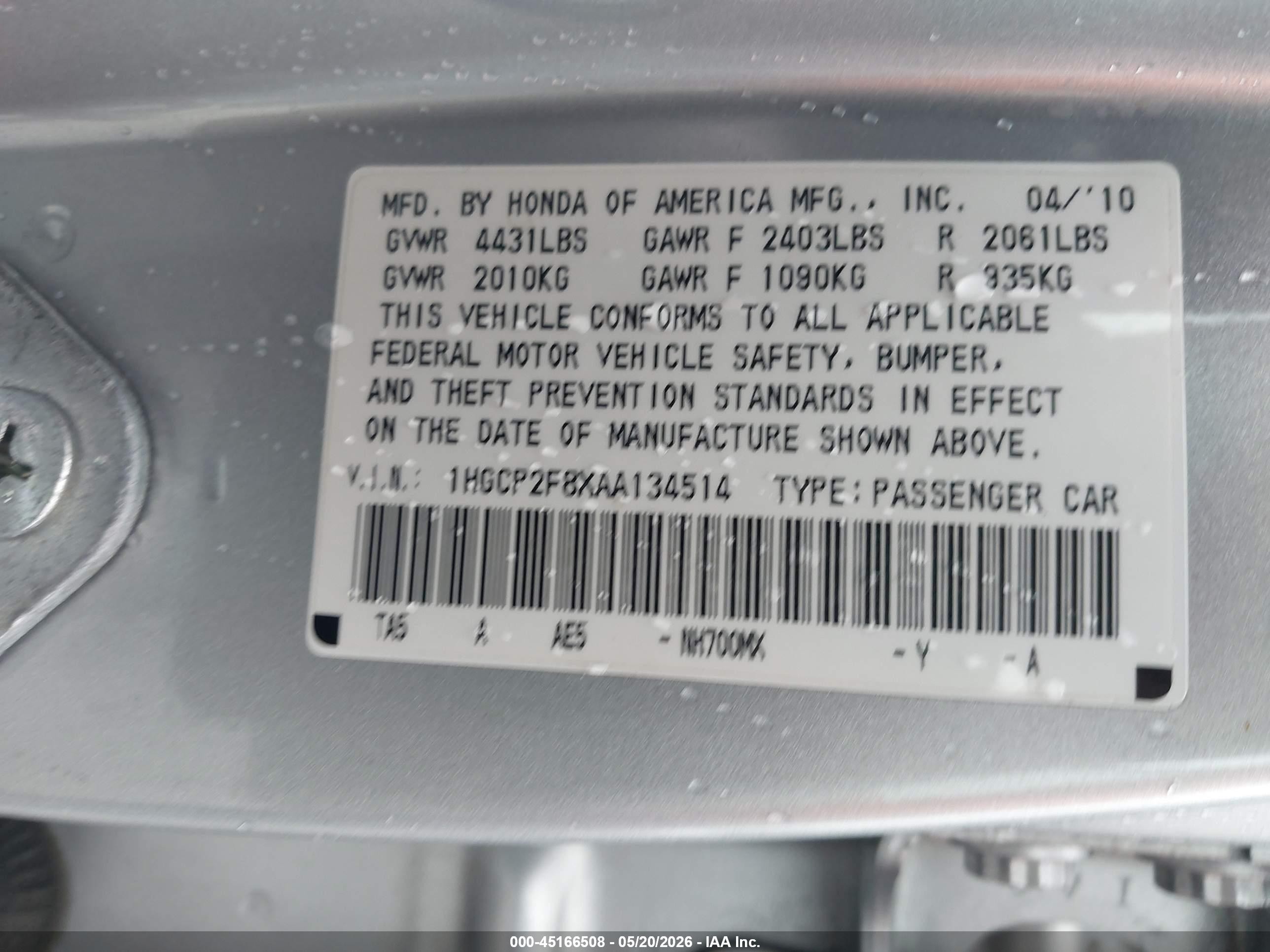 2010 Honda Accord 2.4 Ex-l Silver vin: 1HGCP2F8XAA134514