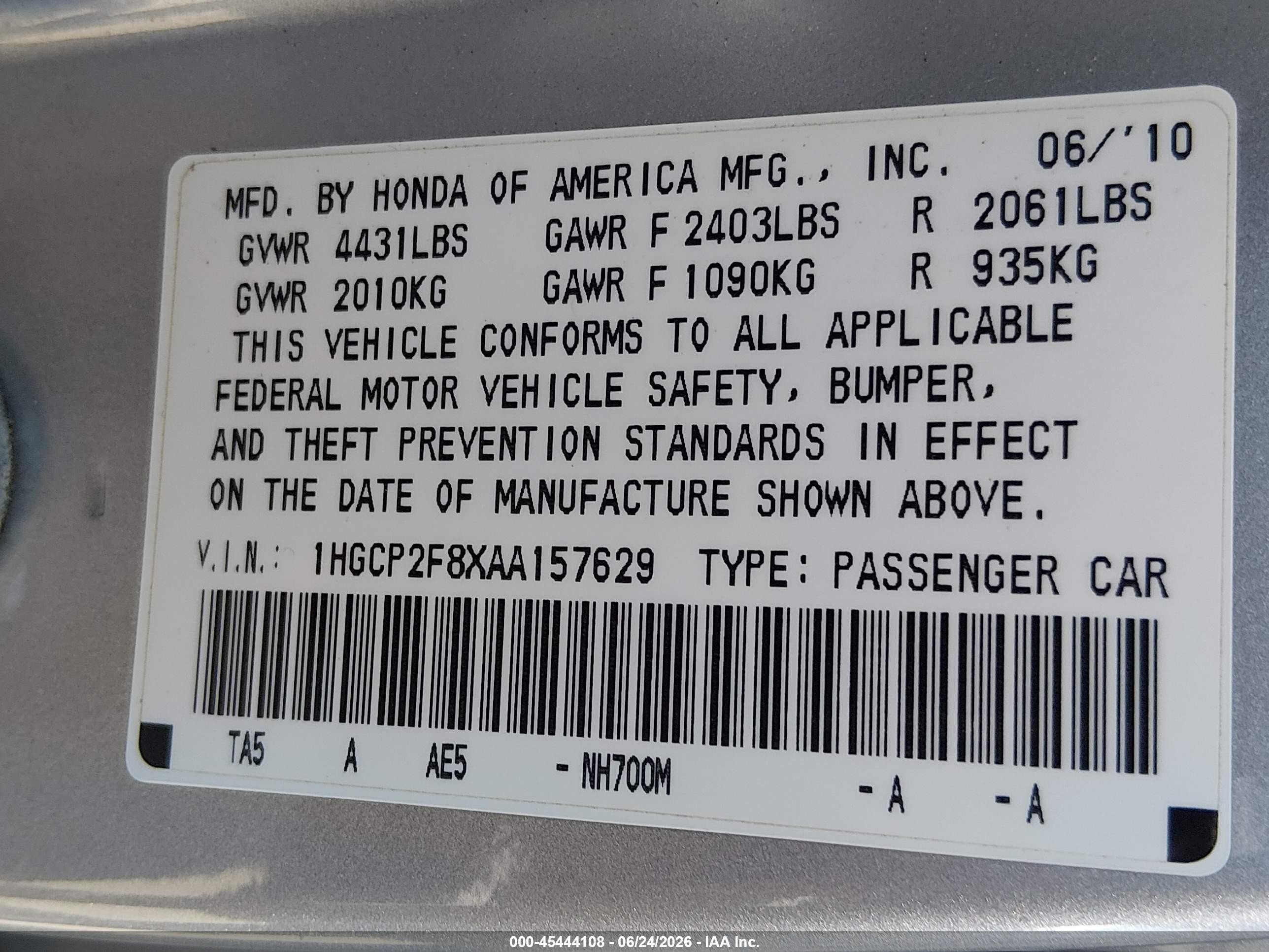2010 Honda Accord 2.4 Ex-l Silver vin: 1HGCP2F8XAA157629