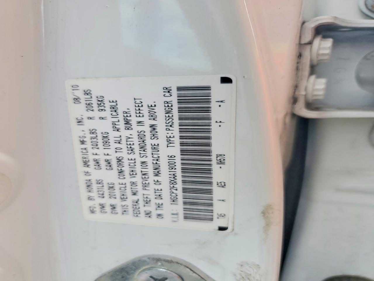 2010 Honda Accord Exl White vin: 1HGCP2F8XAA190016