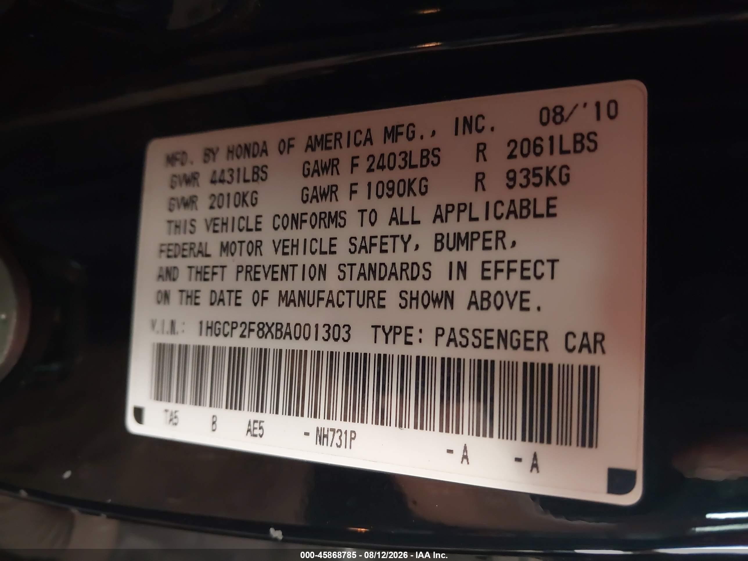 2011 Honda Accord 2.4 Ex-l Black vin: 1HGCP2F8XBA001303