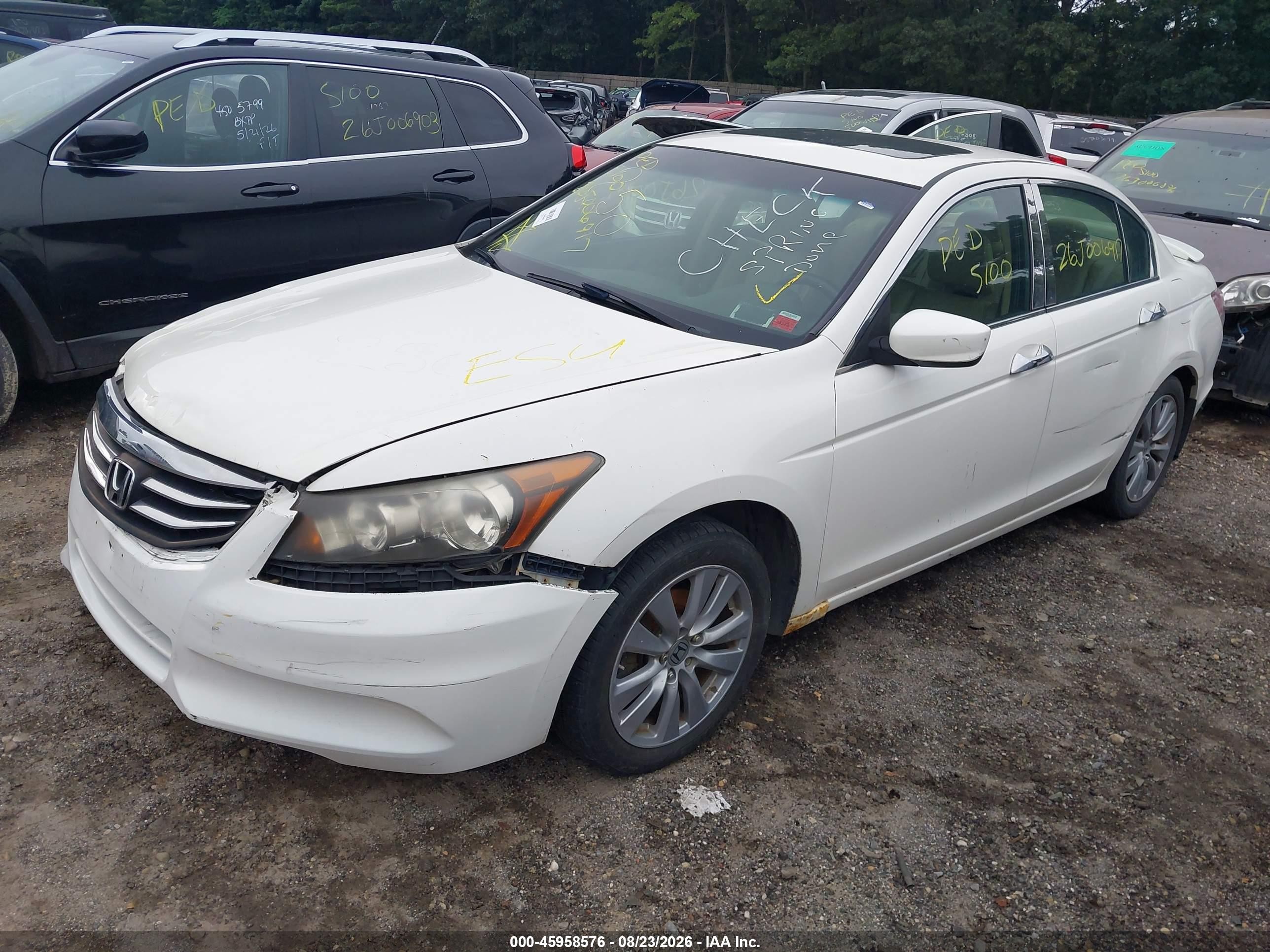 2011 Honda Accord 2.4 Ex-l White vin: 1HGCP2F8XBA009465