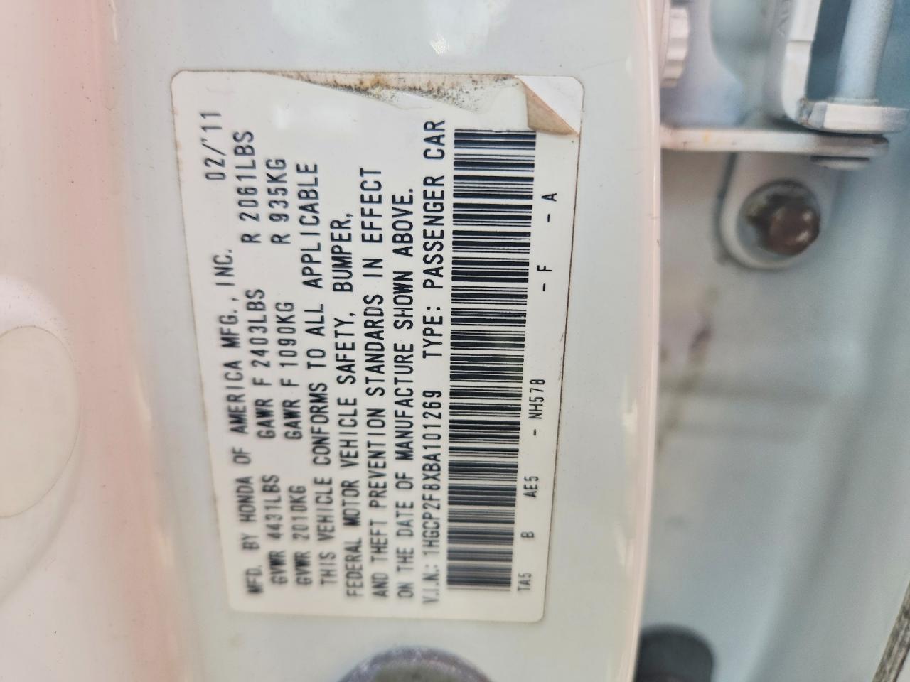 2011 Honda Accord Exl White vin: 1HGCP2F8XBA101269