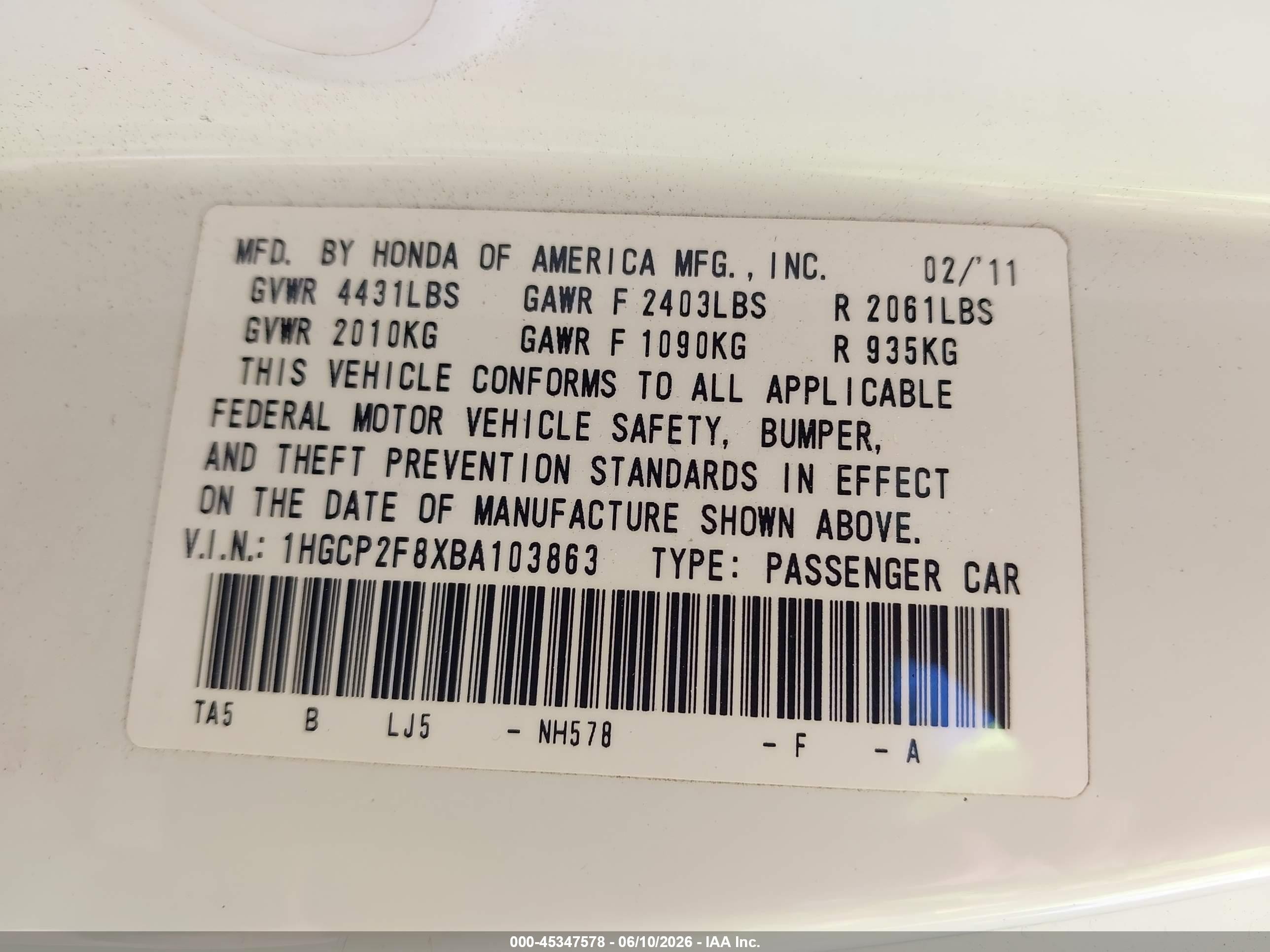 2011 Honda Accord 2.4 Ex-l White vin: 1HGCP2F8XBA103863