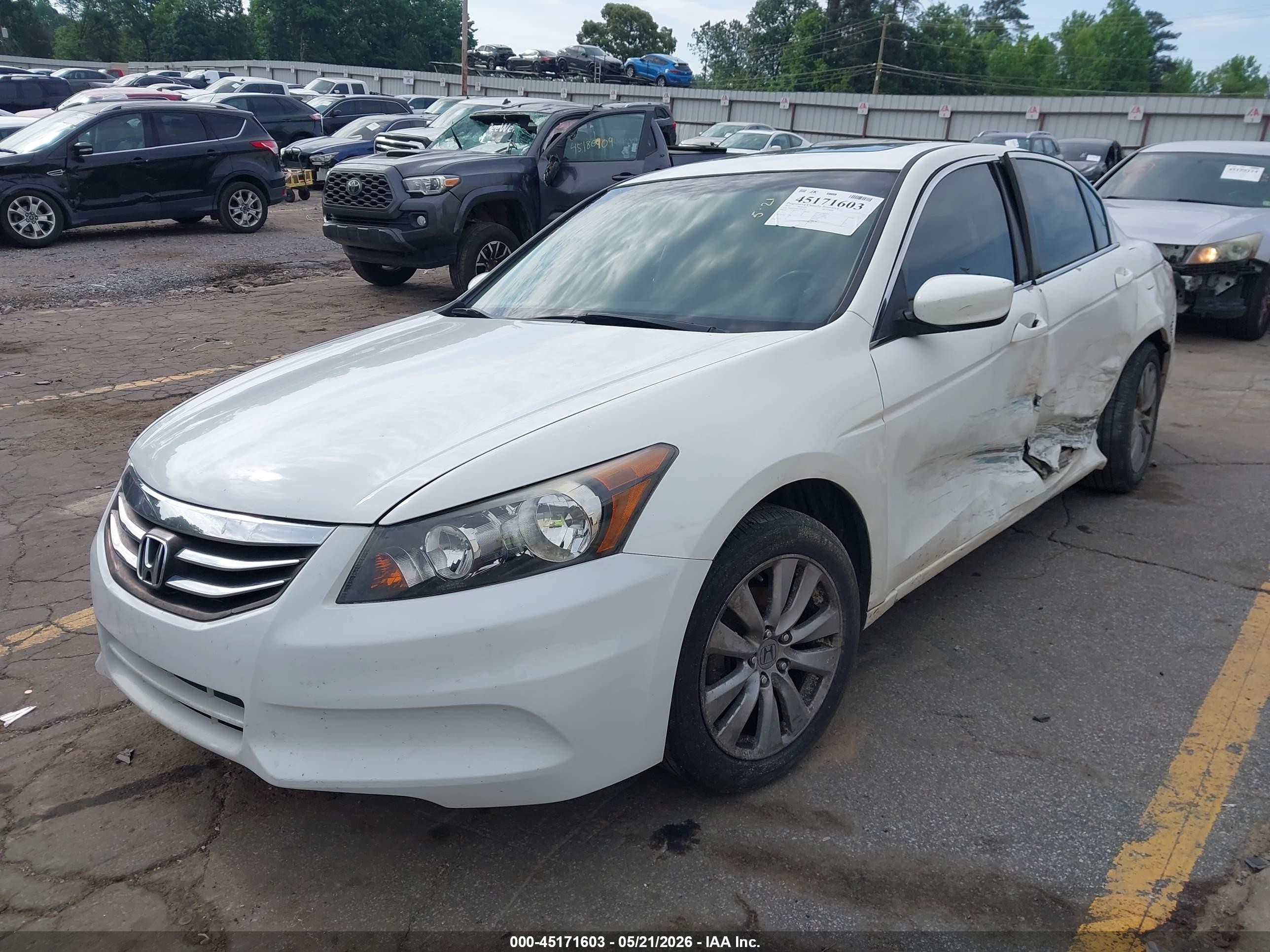 2012 Honda Accord 2.4 Ex-l White vin: 1HGCP2F8XCA038756