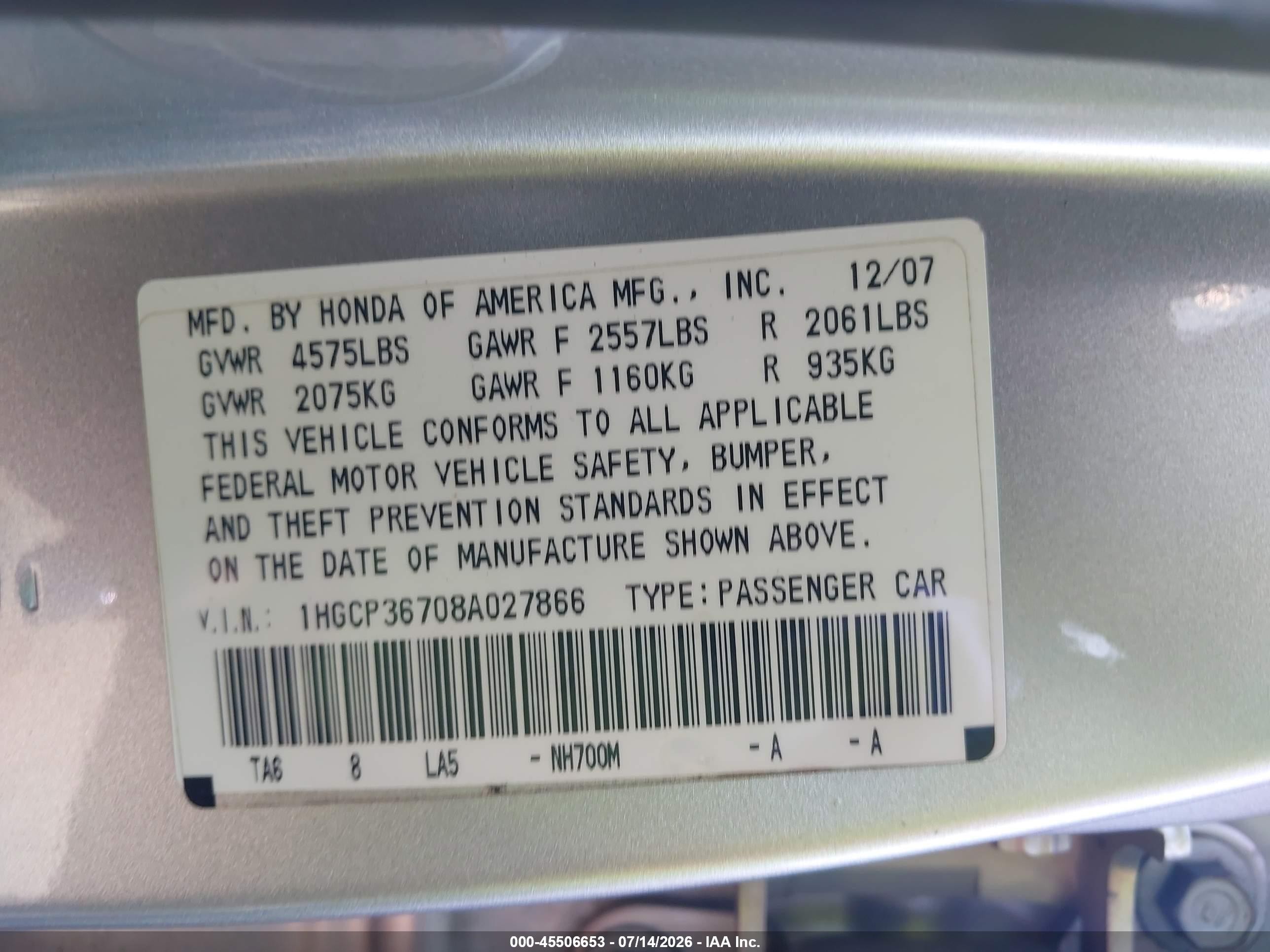 2008 Honda Accord 3.5 Ex Silver vin: 1HGCP36708A027866