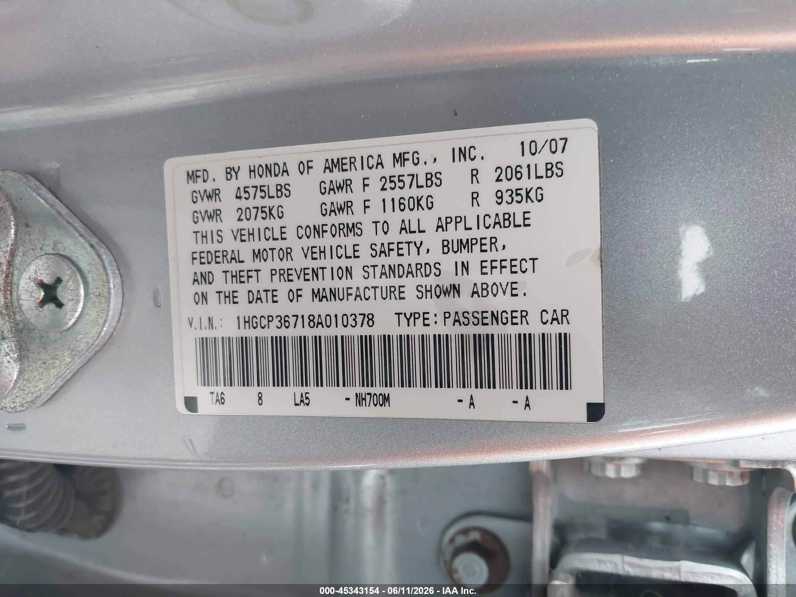 2008 Honda Accord 3.5 Ex Silver vin: 1HGCP36718A010378