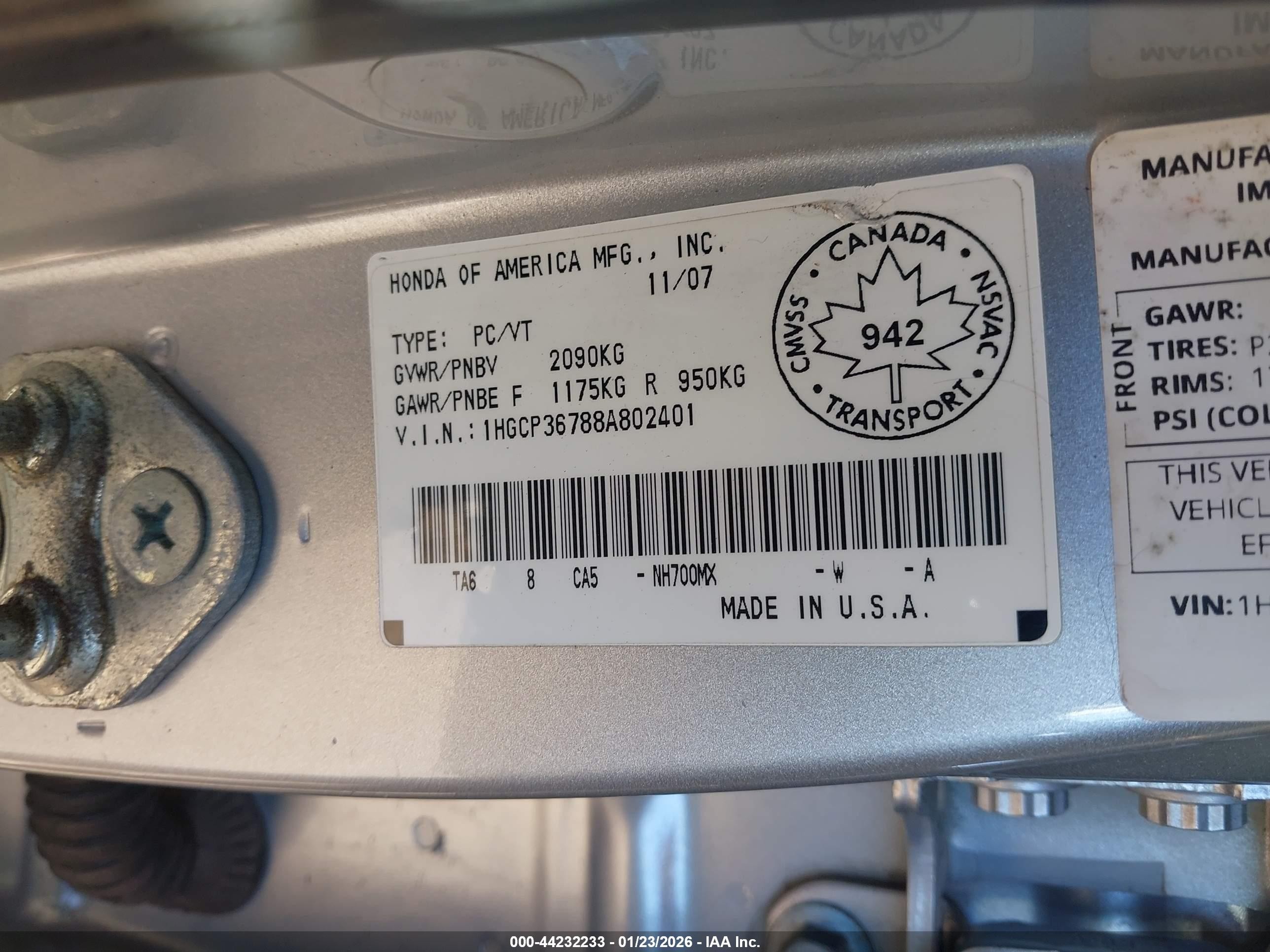 2008 Honda Accord 3.5 Ex Silver vin: 1HGCP36788A802401
