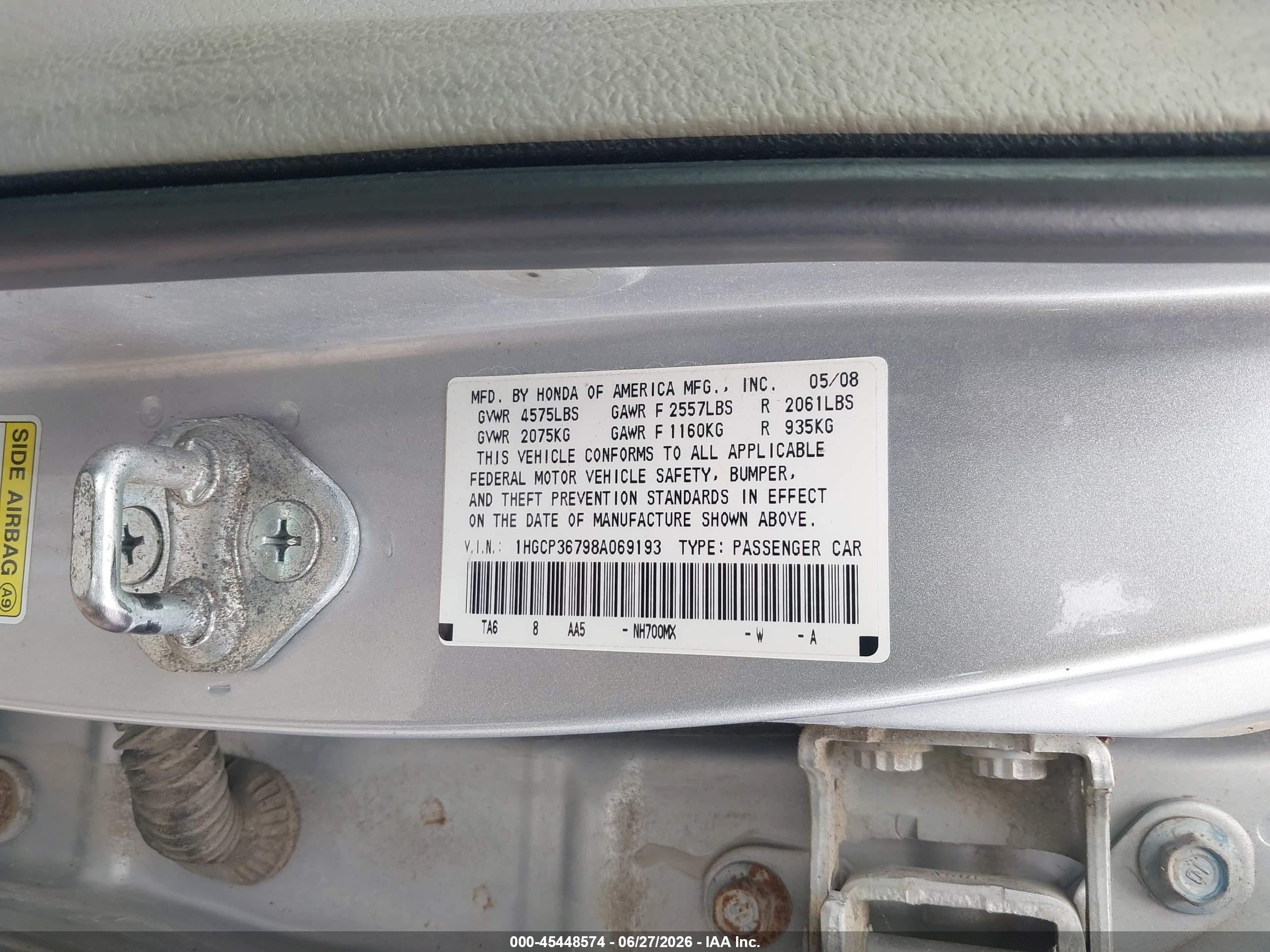 2008 Honda Accord 3.5 Ex Silver vin: 1HGCP36798A069193