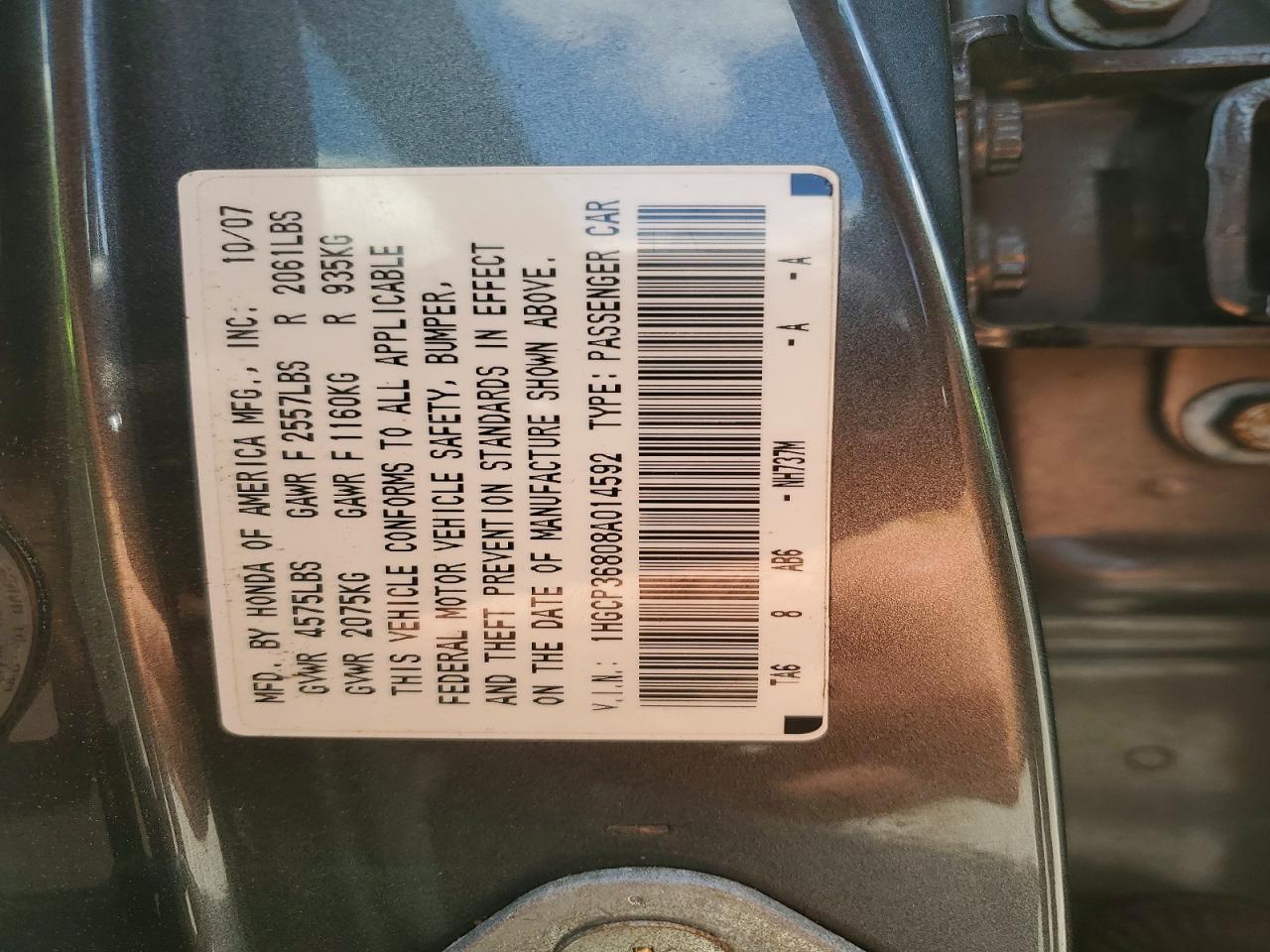 2008 Honda Accord Exl Charcoal vin: 1HGCP36808A014592
