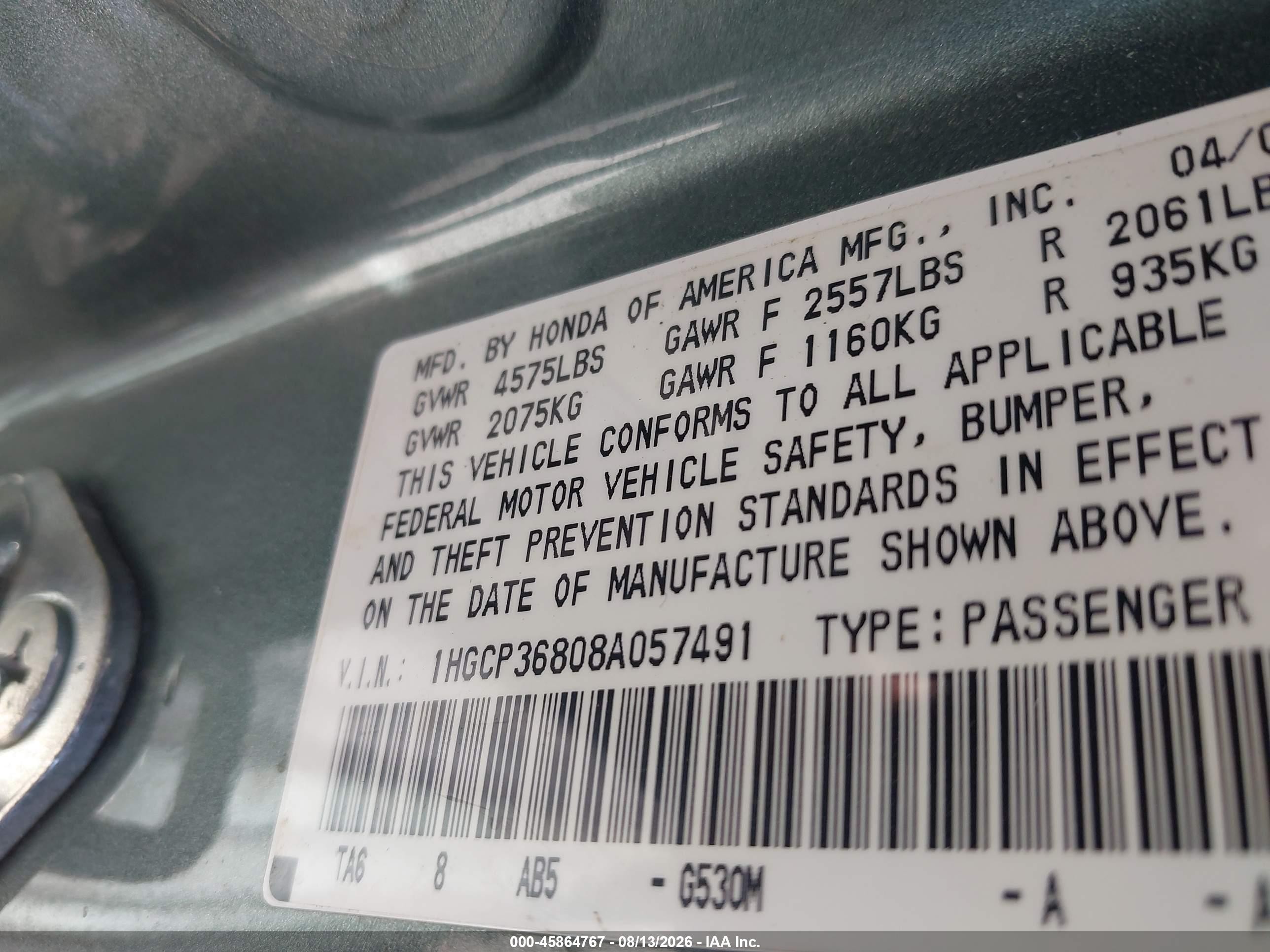 2008 Honda Accord 3.5 Ex-l Green vin: 1HGCP36808A057491