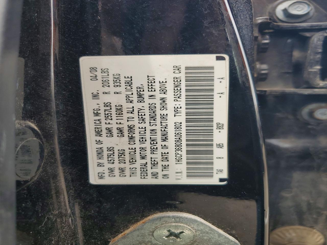 2008 Honda Accord Exl Black vin: 1HGCP36808A061802