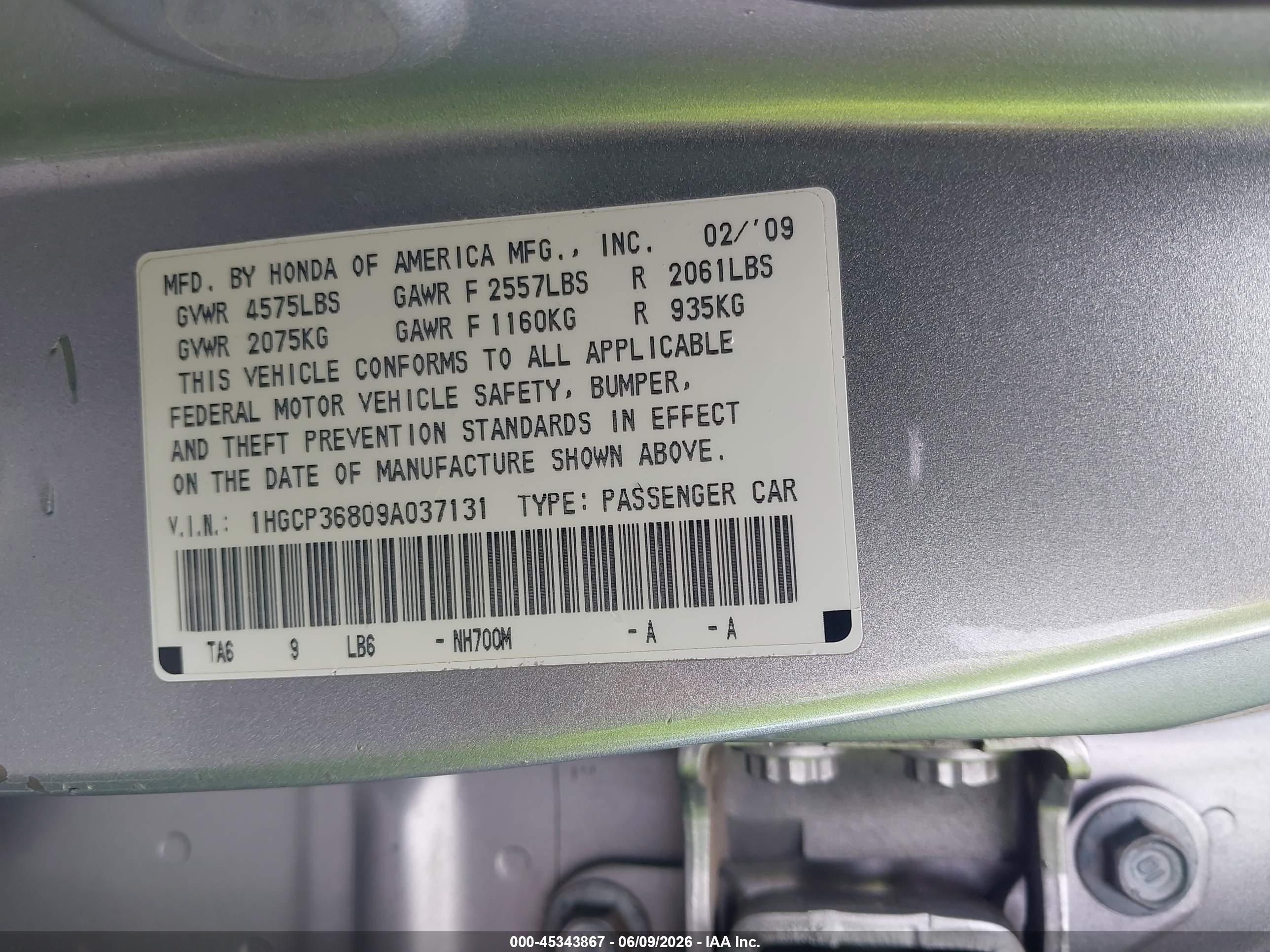 2009 Honda Accord 3.5 Ex-l Silver vin: 1HGCP36809A037131