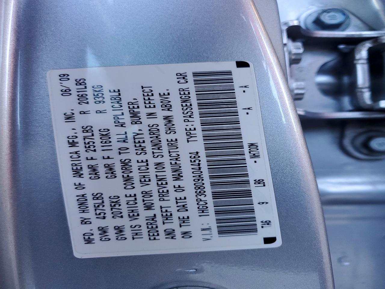 2009 Honda Accord Exl Silver vin: 1HGCP36809A044564