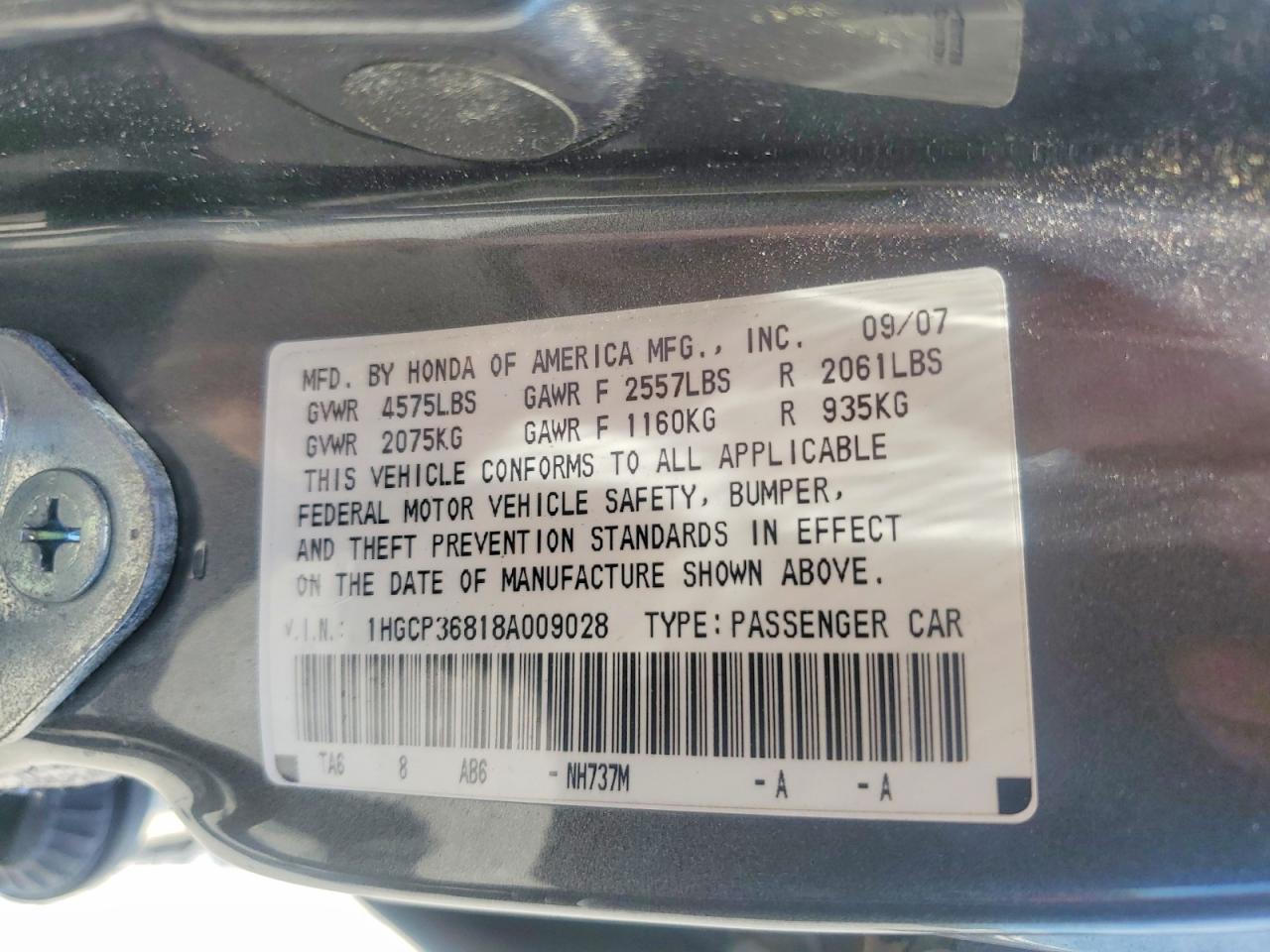 2008 Honda Accord Exl Gray vin: 1HGCP36818A009028