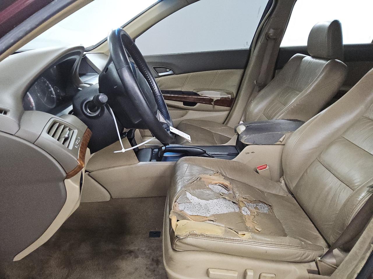 2008 Honda Accord Exl Burgundy vin: 1HGCP36818A036276 Damage: Left Front Seat, Torn, > 12 Inches