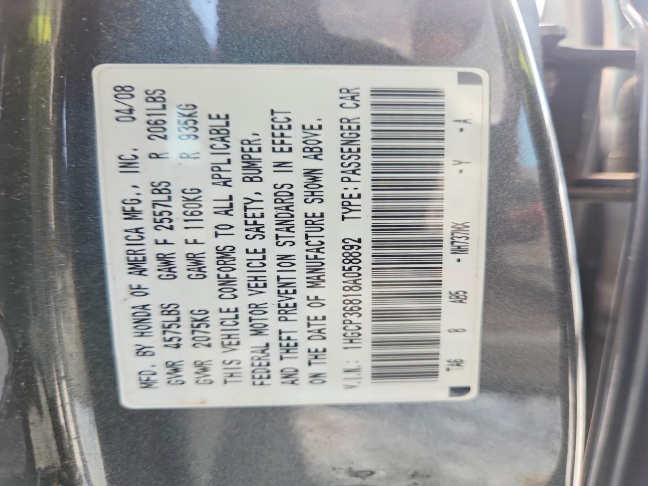 2008 Honda Accord Exl Silver vin: 1HGCP36818A058892