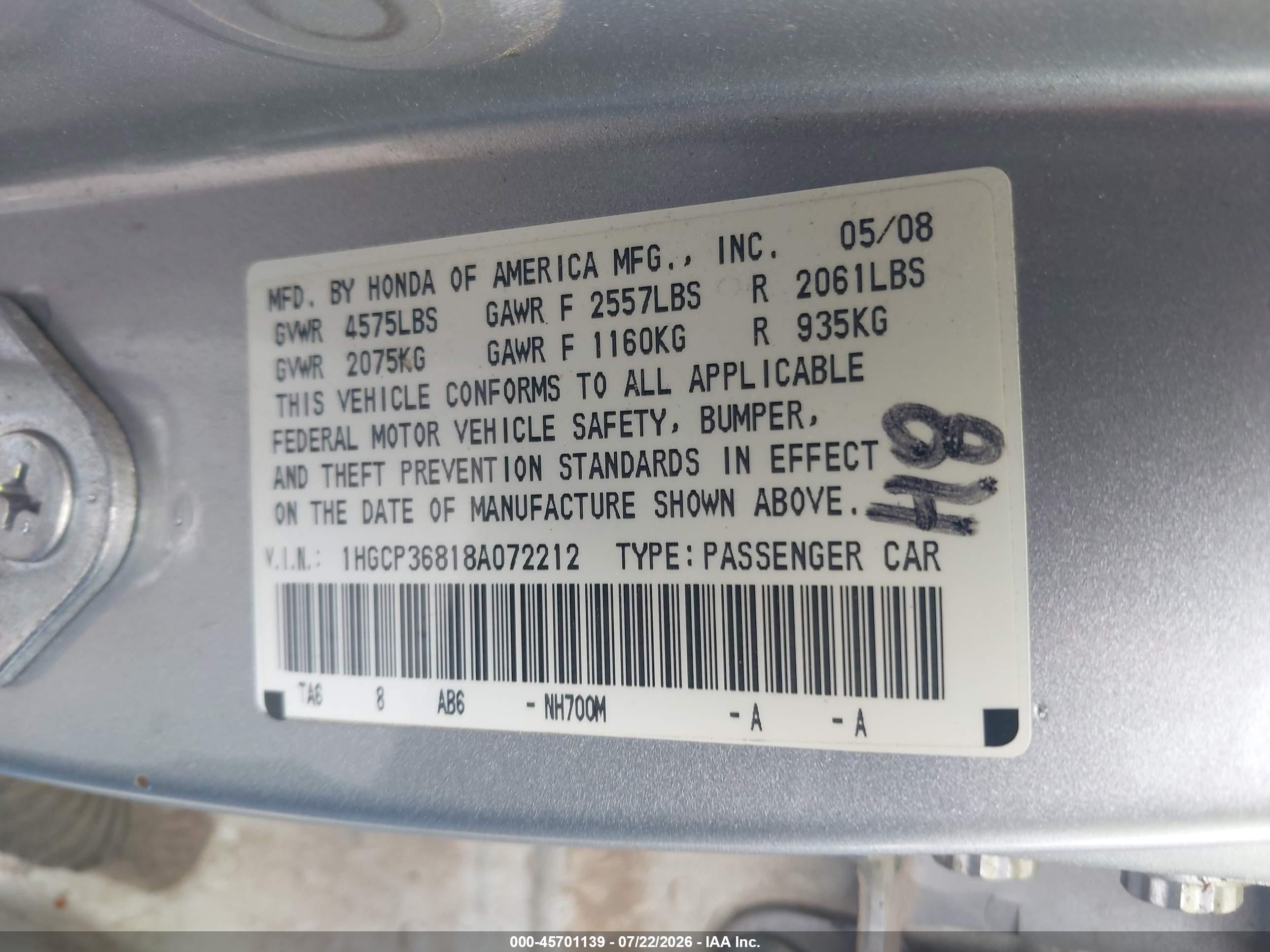 2008 Honda Accord 3.5 Ex-l Silver vin: 1HGCP36818A072212