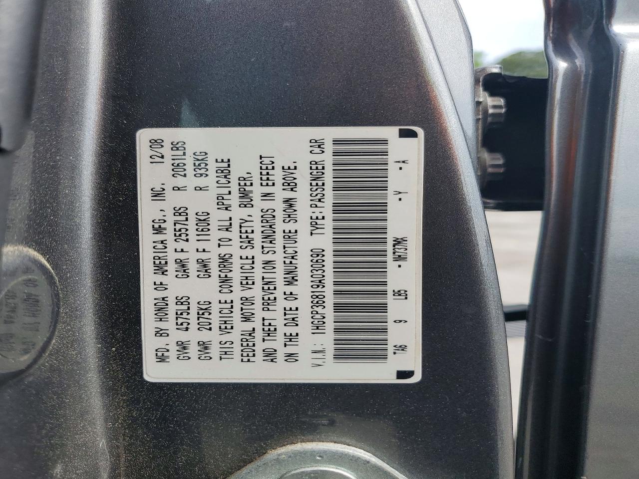 2009 Honda Accord Exl Gray vin: 1HGCP36819A030690