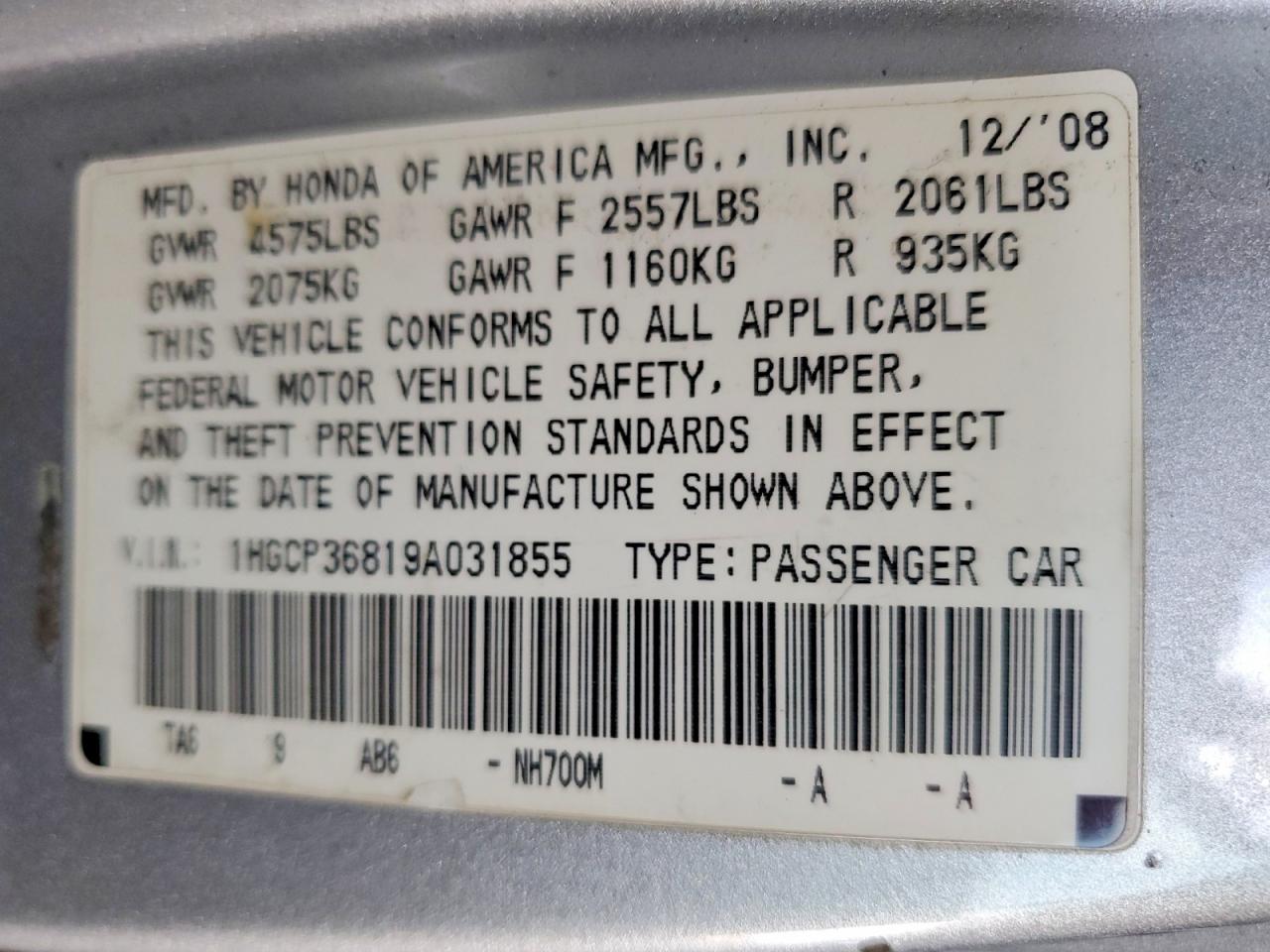 2009 Honda Accord Exl Silver vin: 1HGCP36819A031855