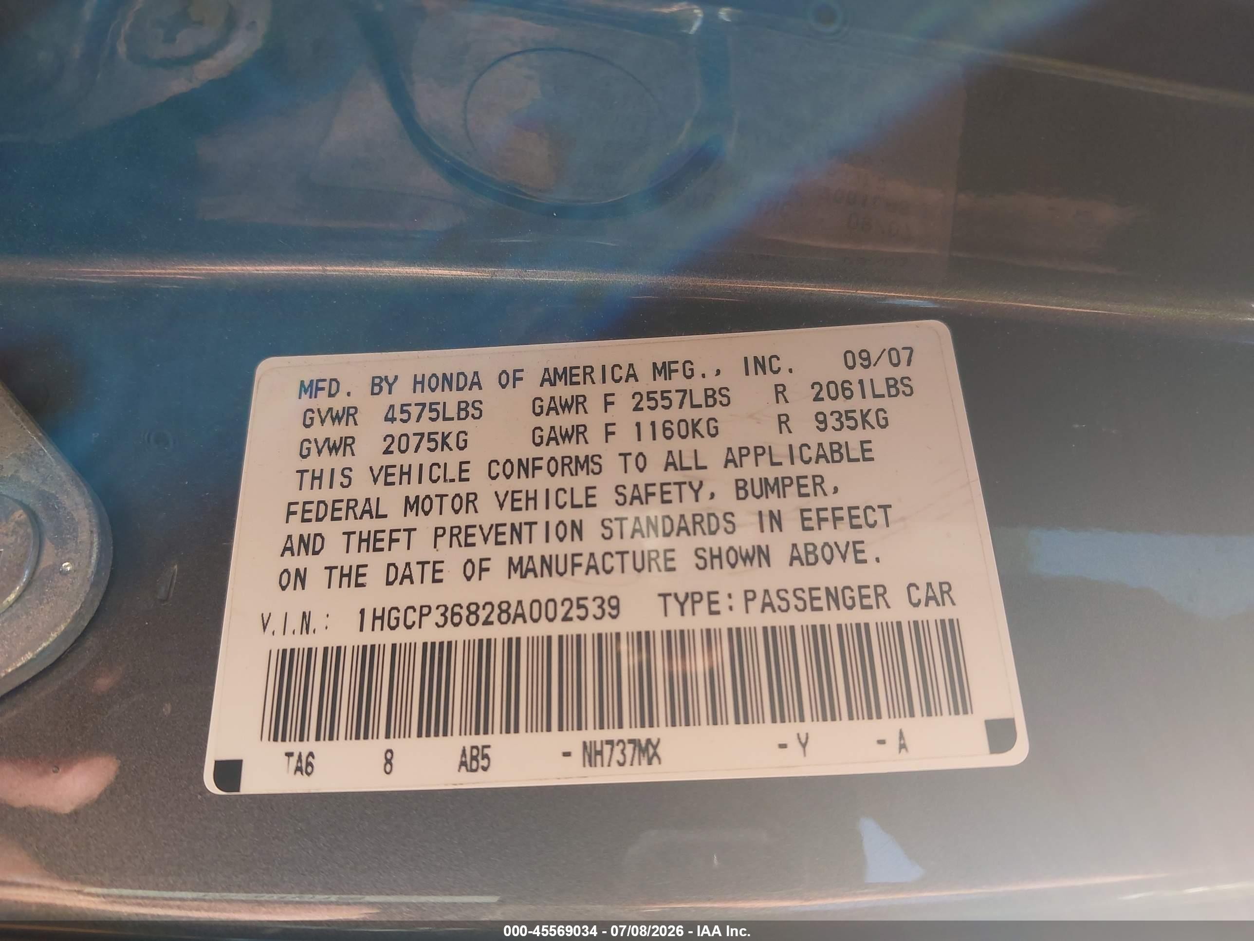 2008 Honda Accord 3.5 Ex-l Gray vin: 1HGCP36828A002539