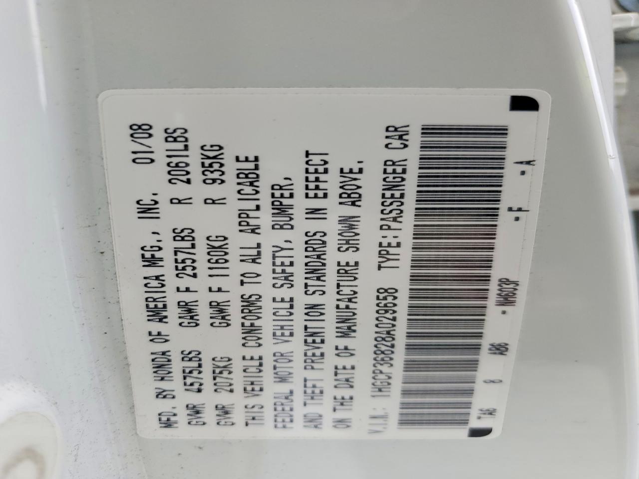 2008 Honda Accord Exl White vin: 1HGCP36828A029658