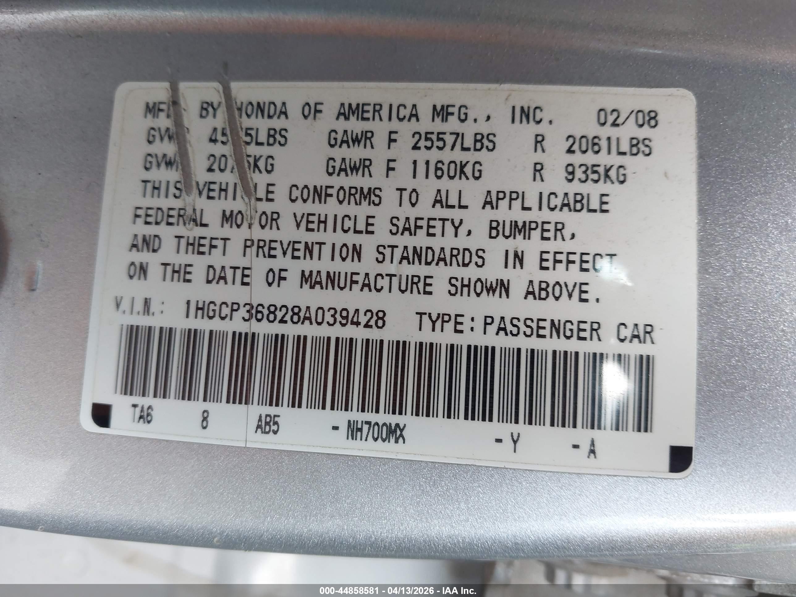 2008 Honda Accord 3.5 Ex-l Silver vin: 1HGCP36828A039428
