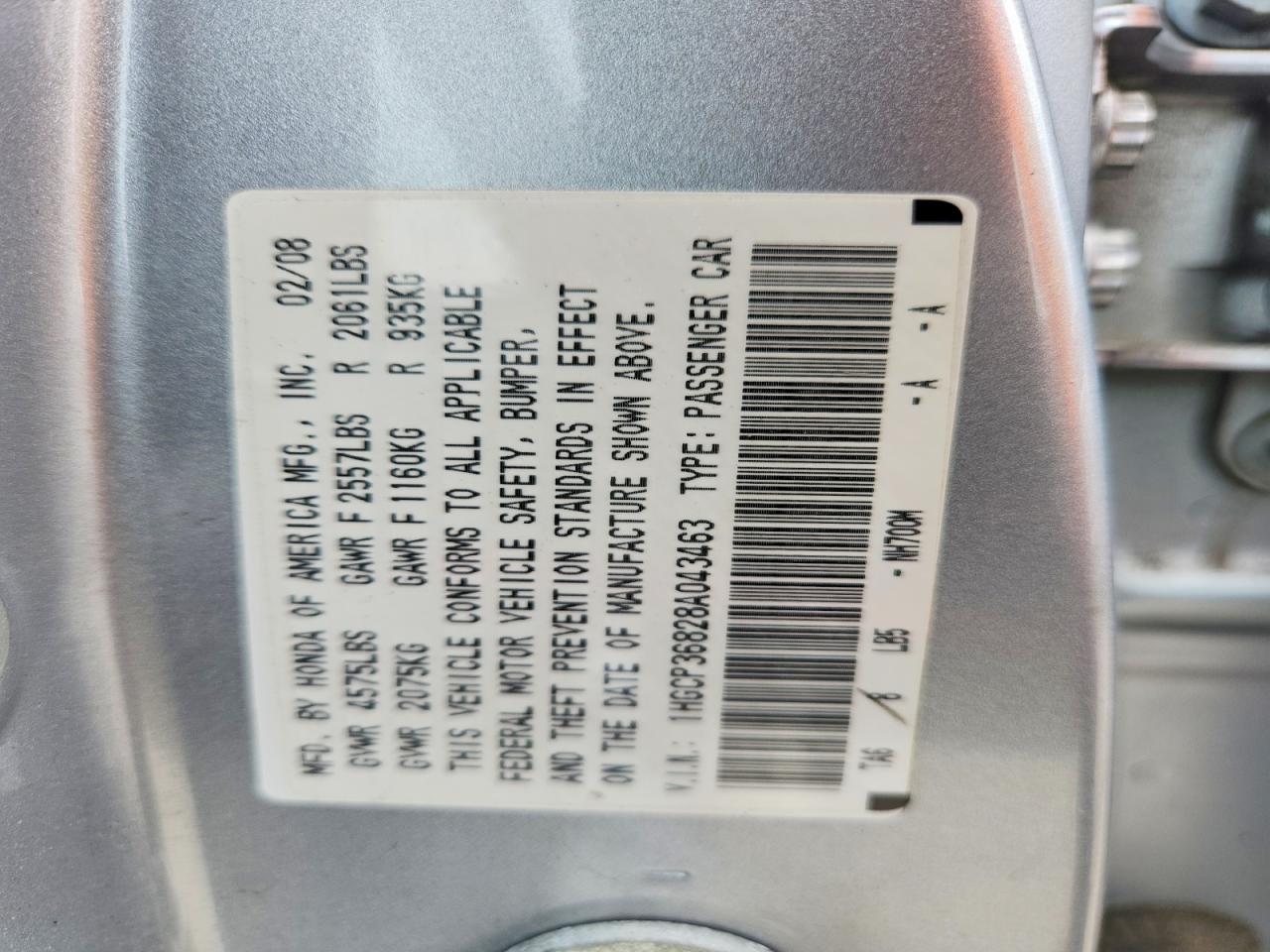 2008 Honda Accord Exl Серебряный vin: 1HGCP36828A043463