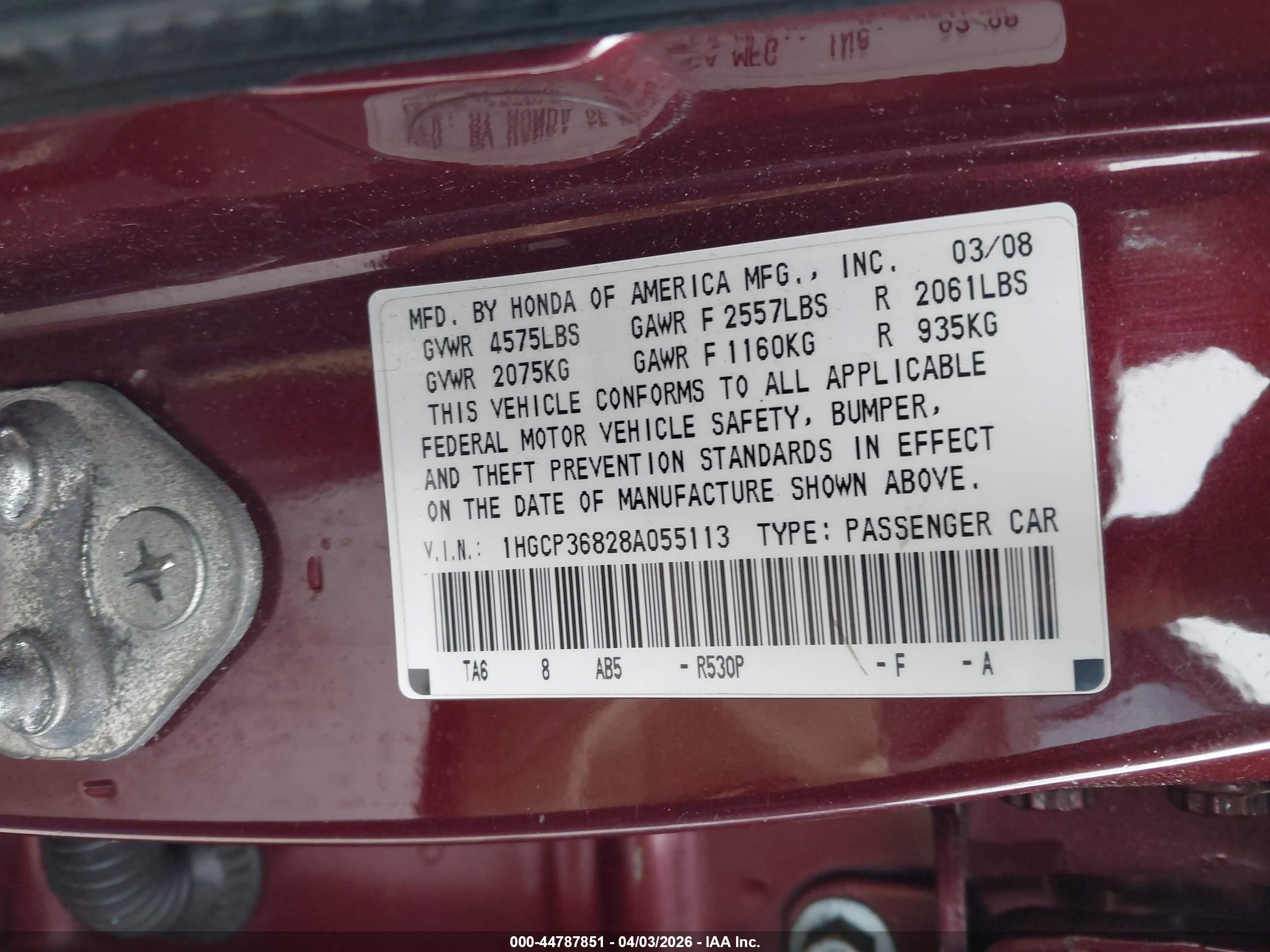 2008 Honda Accord 3.5 Ex-l Maroon vin: 1HGCP36828A055113