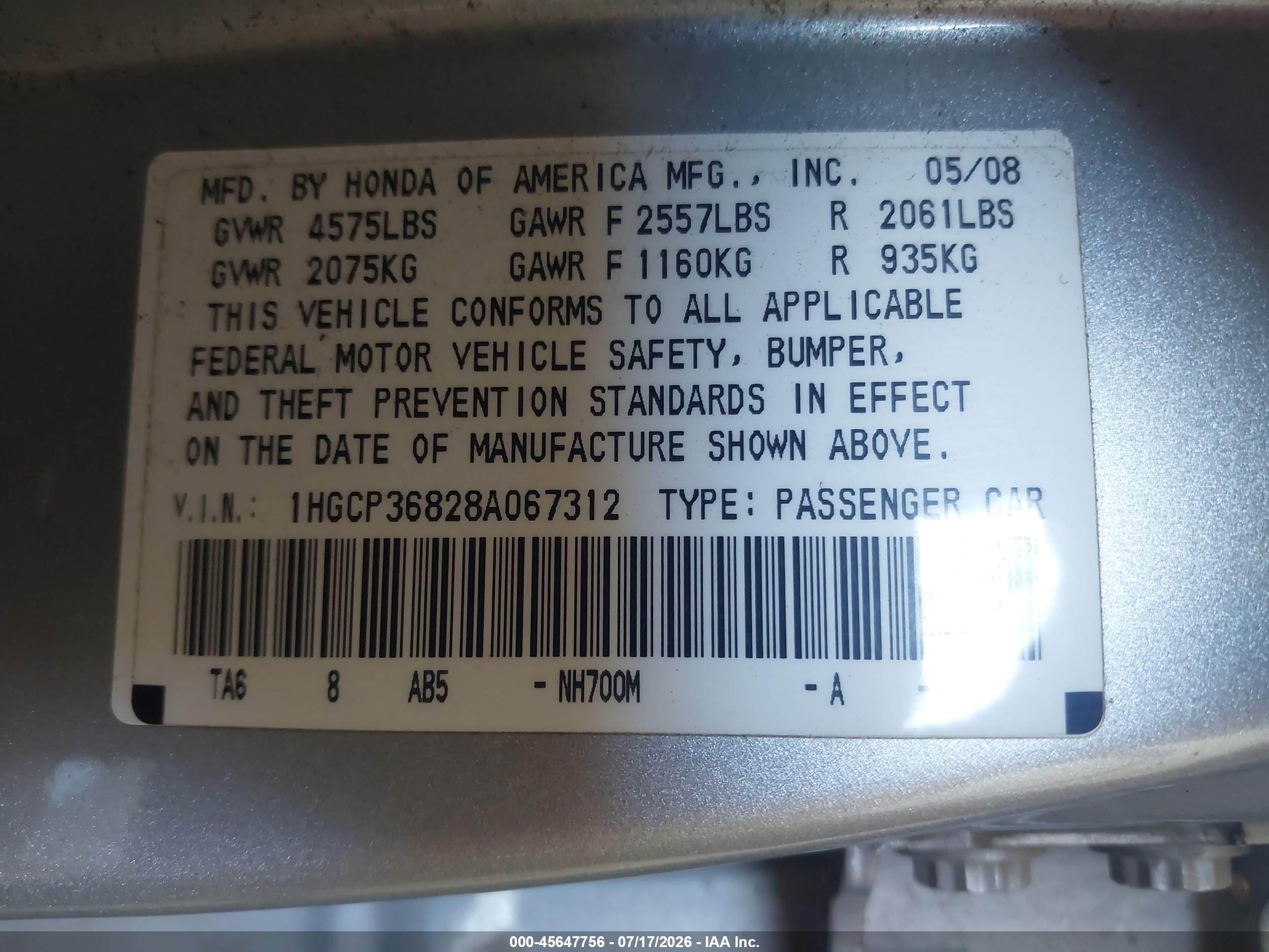 2008 Honda Accord 3.5 Ex-l Gray vin: 1HGCP36828A067312