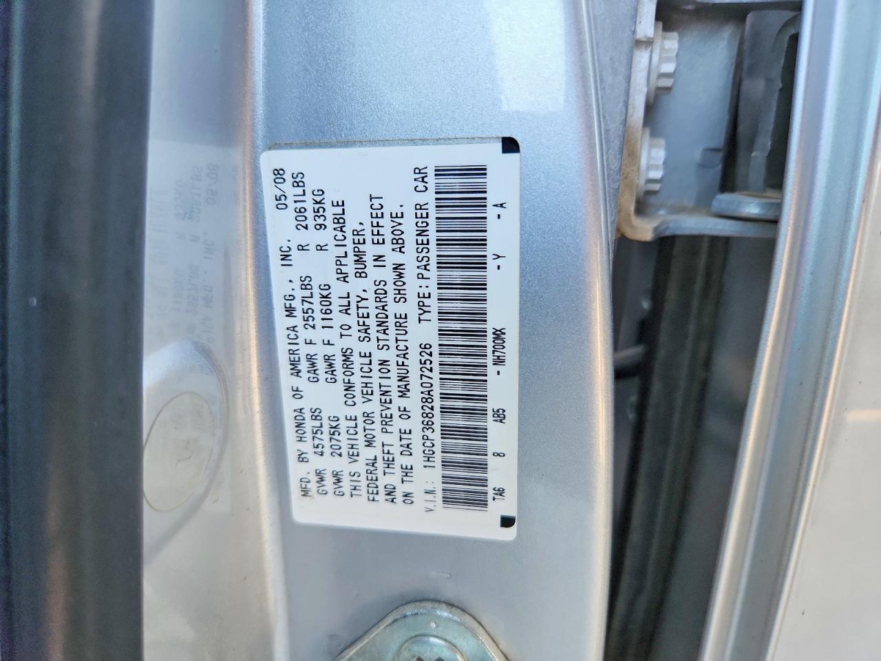 2008 Honda Accord Exl Silver vin: 1HGCP36828A072526