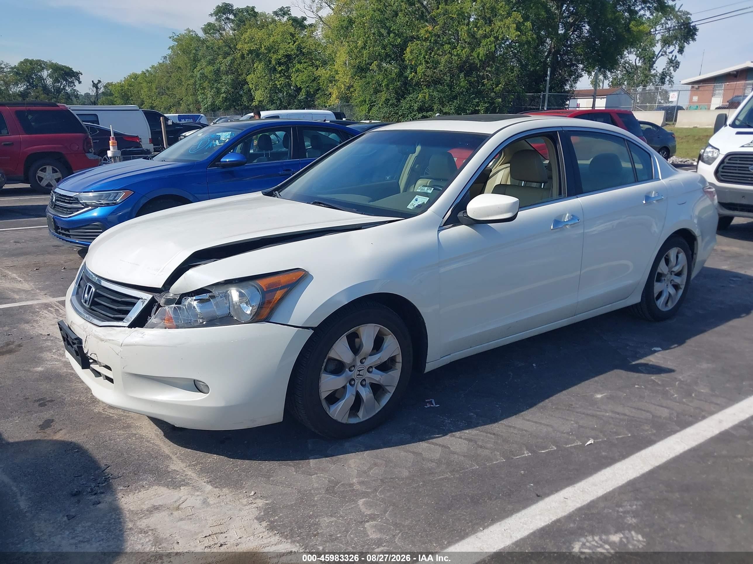 2009 Honda Accord 3.5 Ex-l White vin: 1HGCP36829A008326