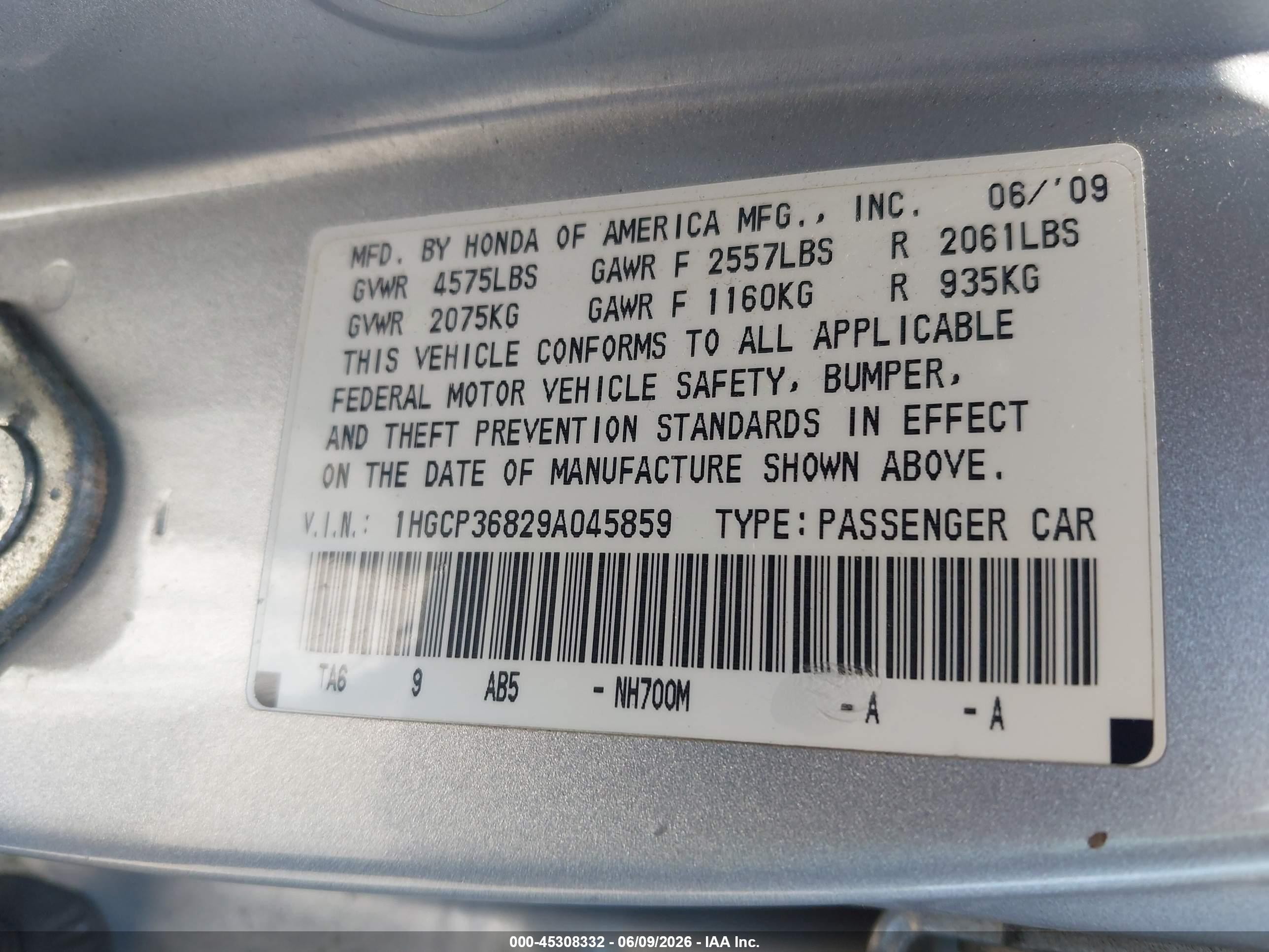 2009 Honda Accord 3.5 Ex-l Silver vin: 1HGCP36829A045859