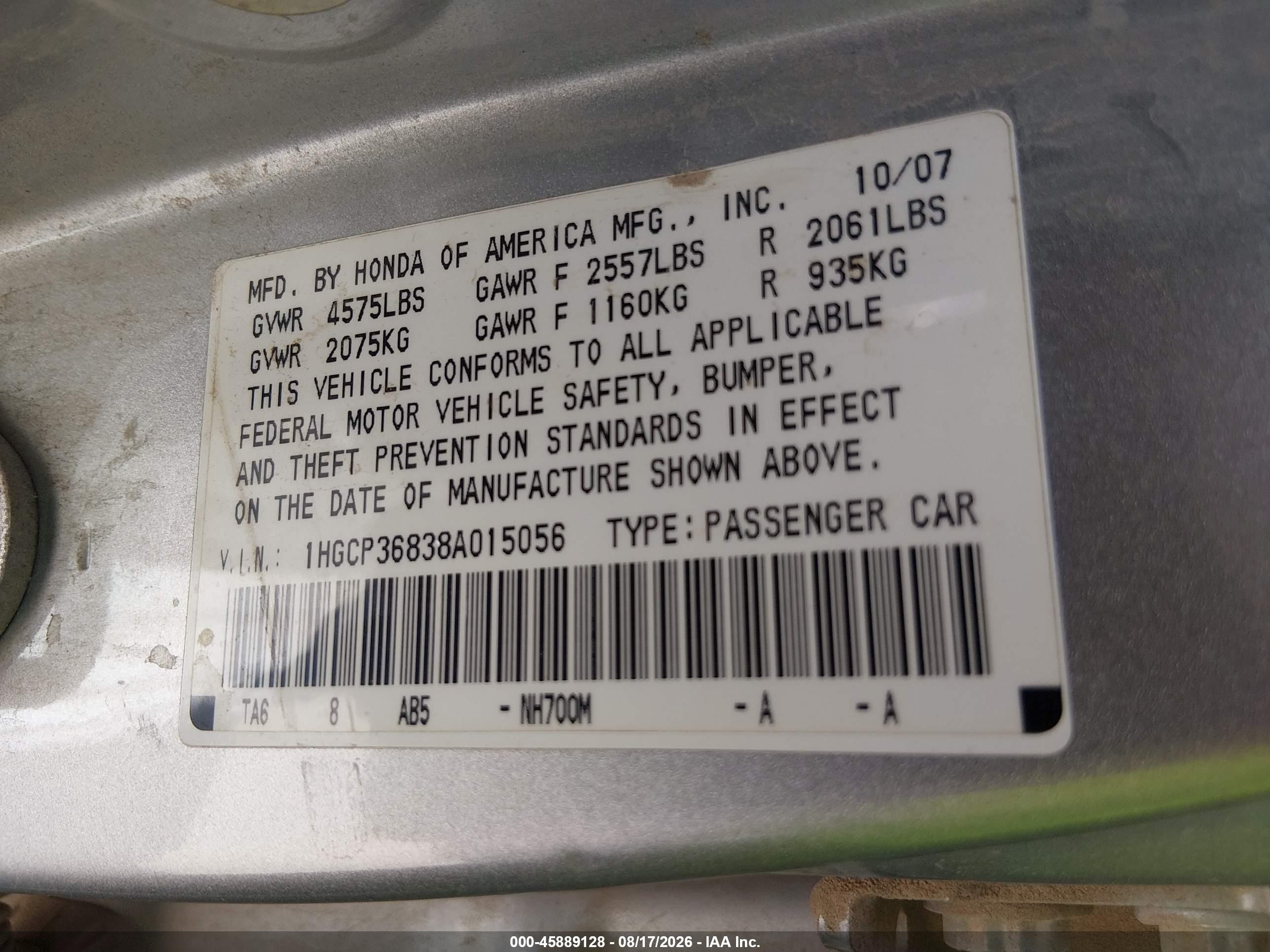 2008 Honda Accord 3.5 Ex-l Silver vin: 1HGCP36838A015056