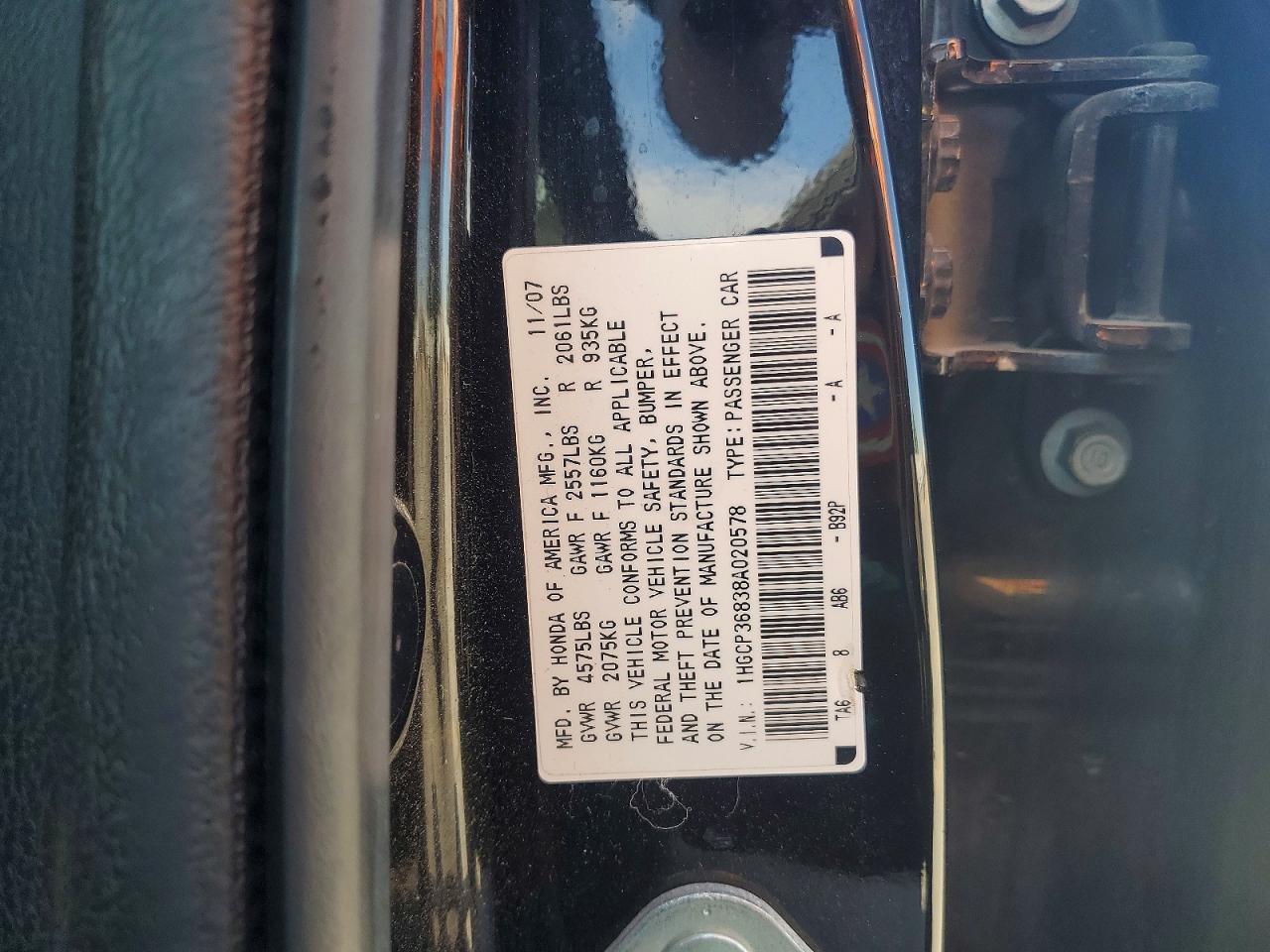2008 Honda Accord Exl Black vin: 1HGCP36838A020578