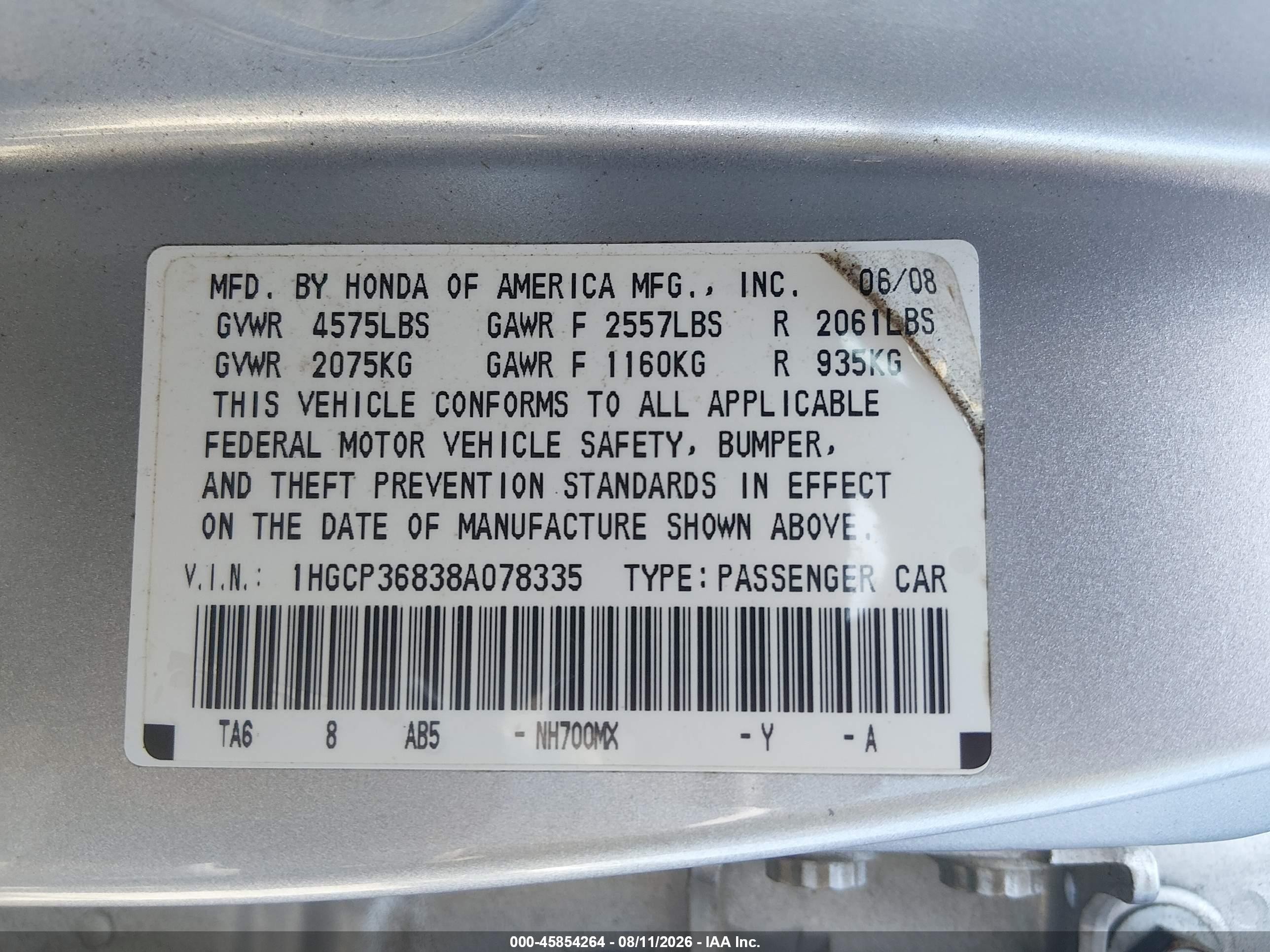 2008 Honda Accord 3.5 Ex-l Silver vin: 1HGCP36838A078335