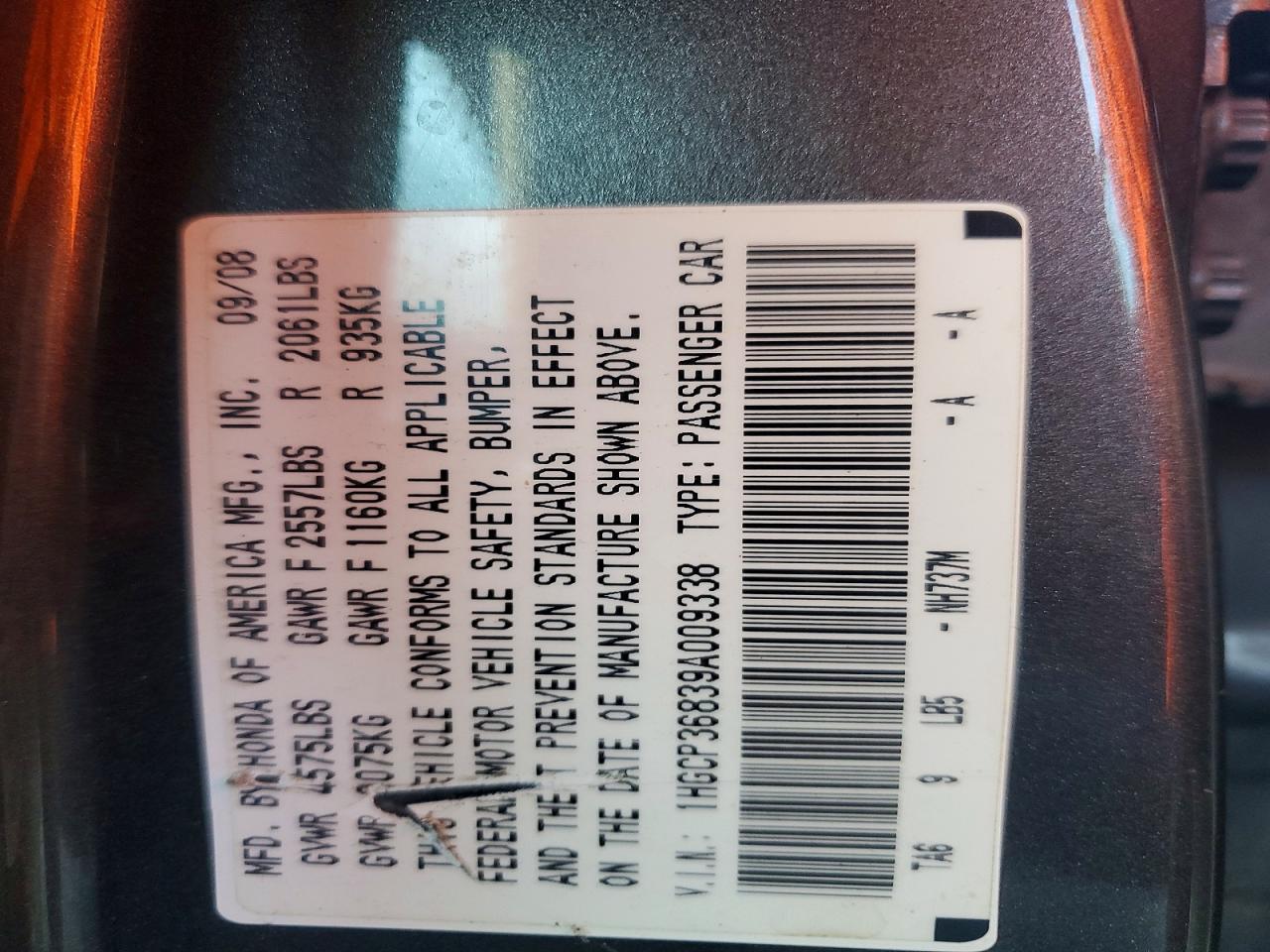 2009 Honda Accord Exl Gray vin: 1HGCP36839A009338