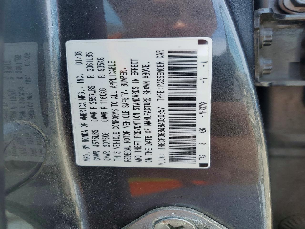 2008 Honda Accord Exl Gray vin: 1HGCP36848A030357