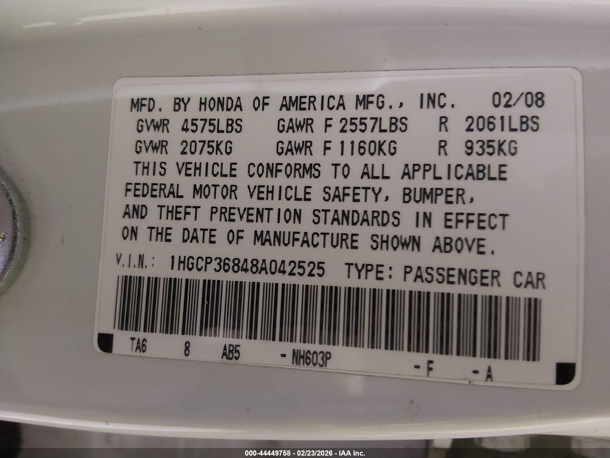 2008 Honda Accord 3.5 Ex-l White vin: 1HGCP36848A042525